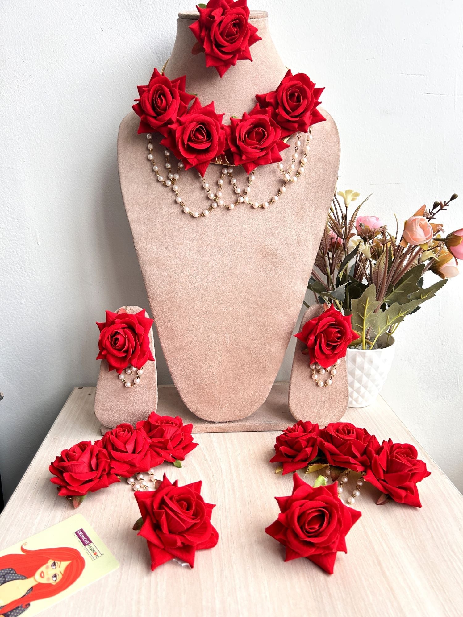 Haldi Flower Best Flower Jewellery Online Elegant Bridal Red Rose