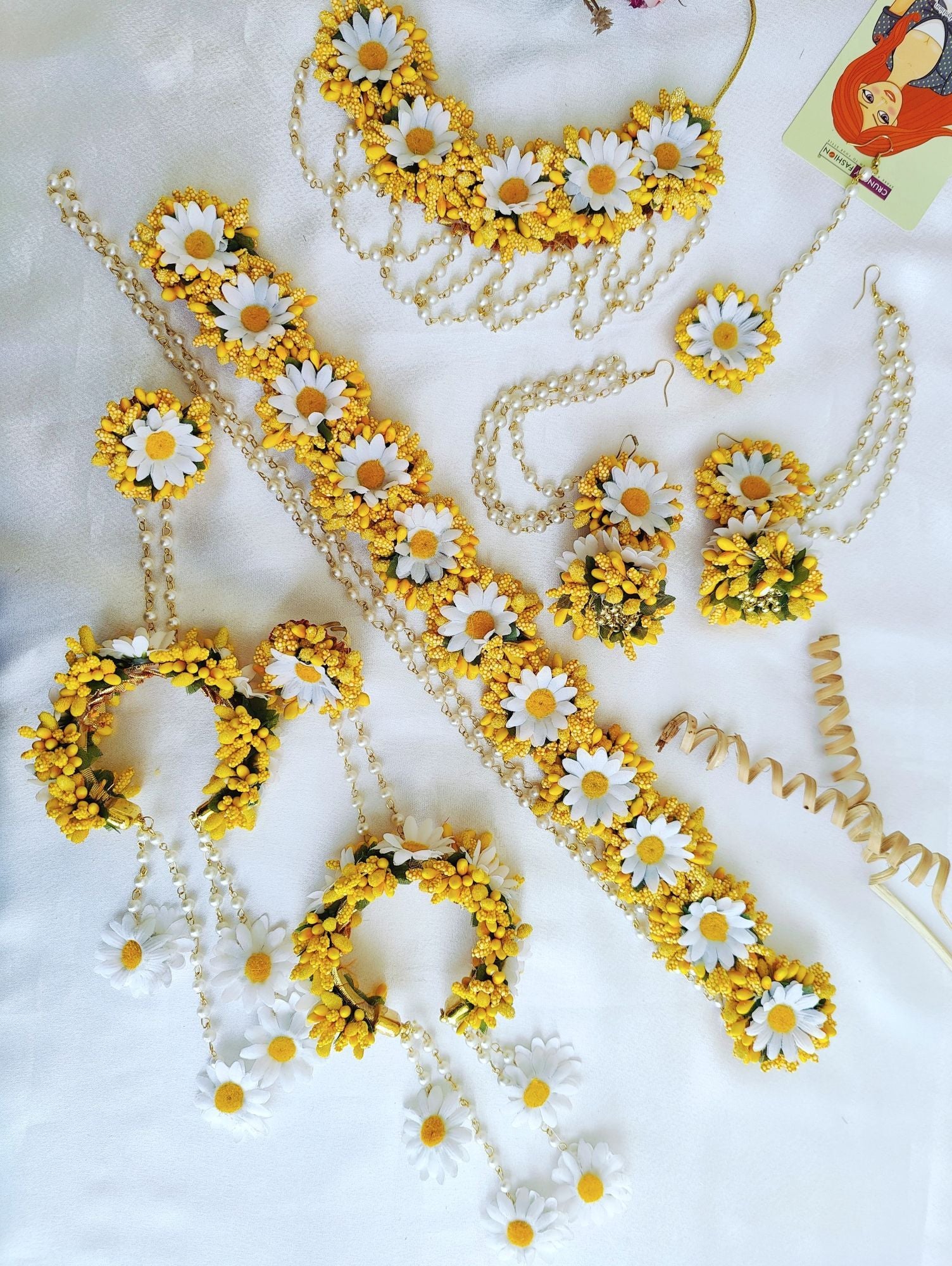 Yellow-White Floral Jewellery Baby Shower, Haldi