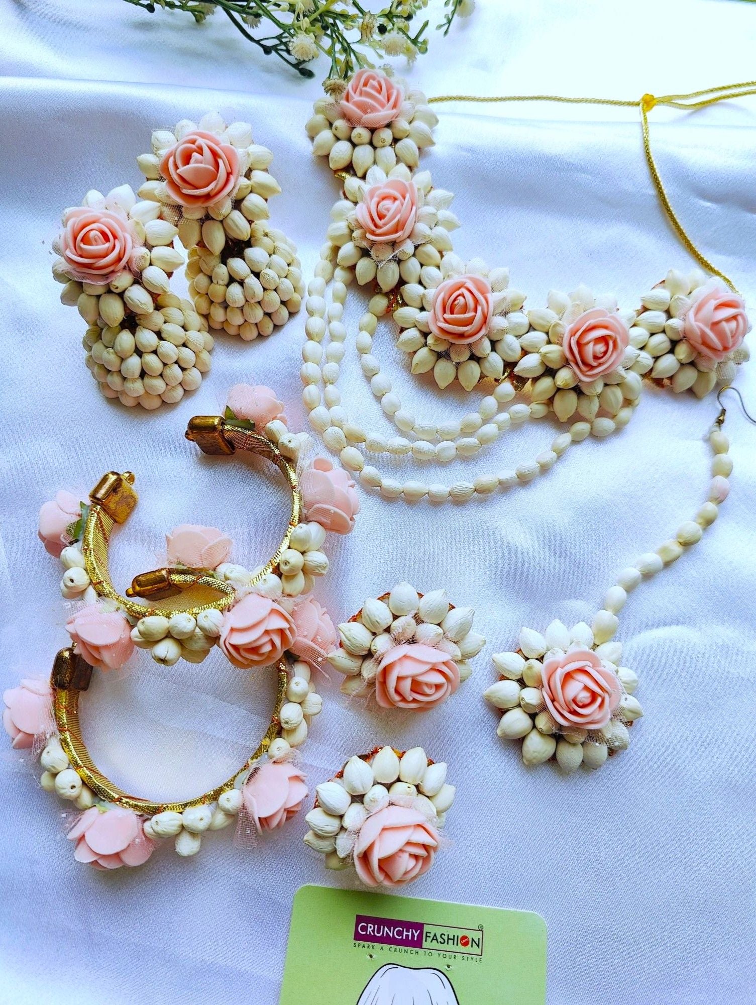 Real Flower Ornaments Flower Necklace For Baby Shower Blush Pink