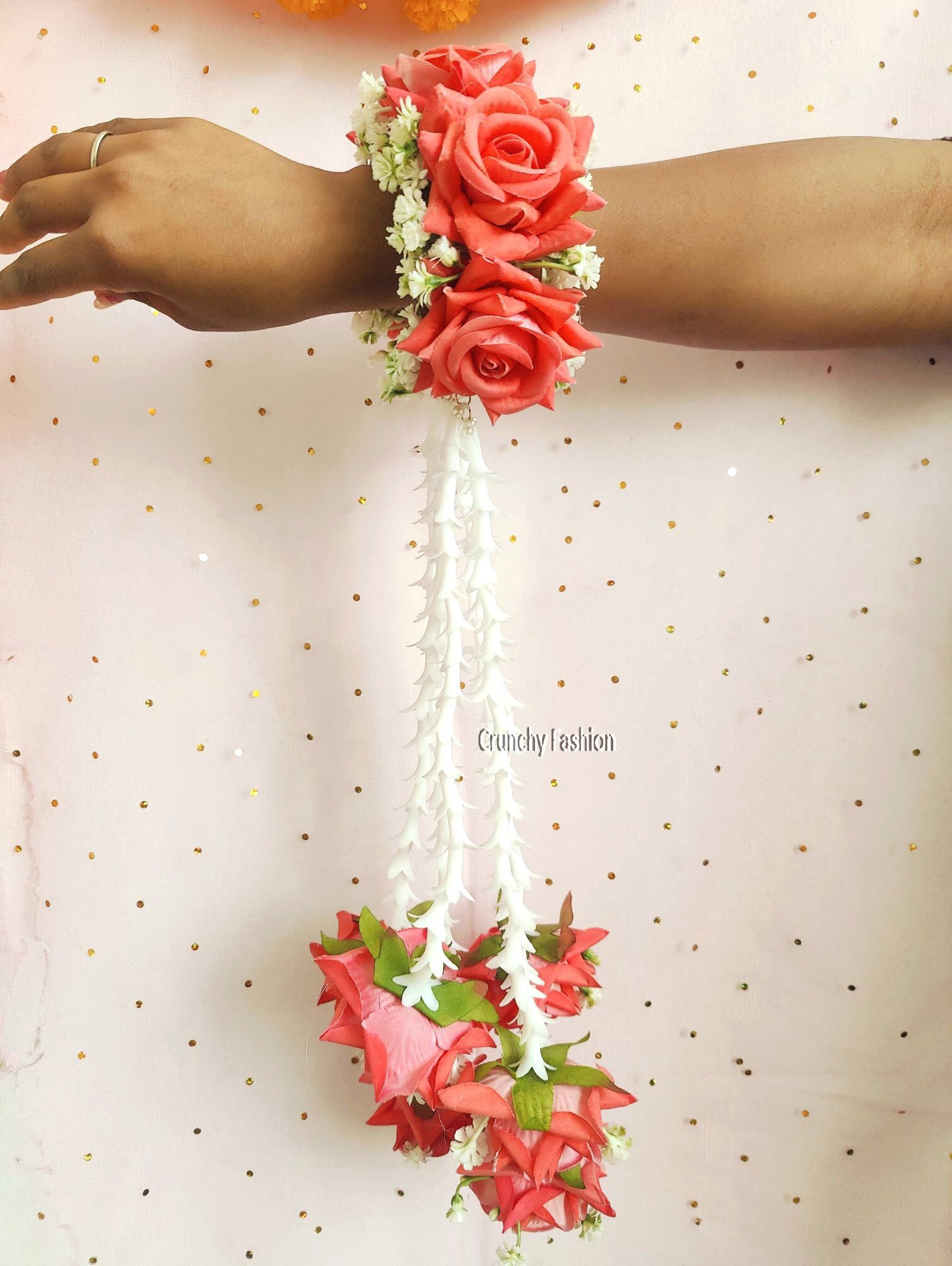 Peach Rose Kaleera Floral Bridal Kalire for Haldi