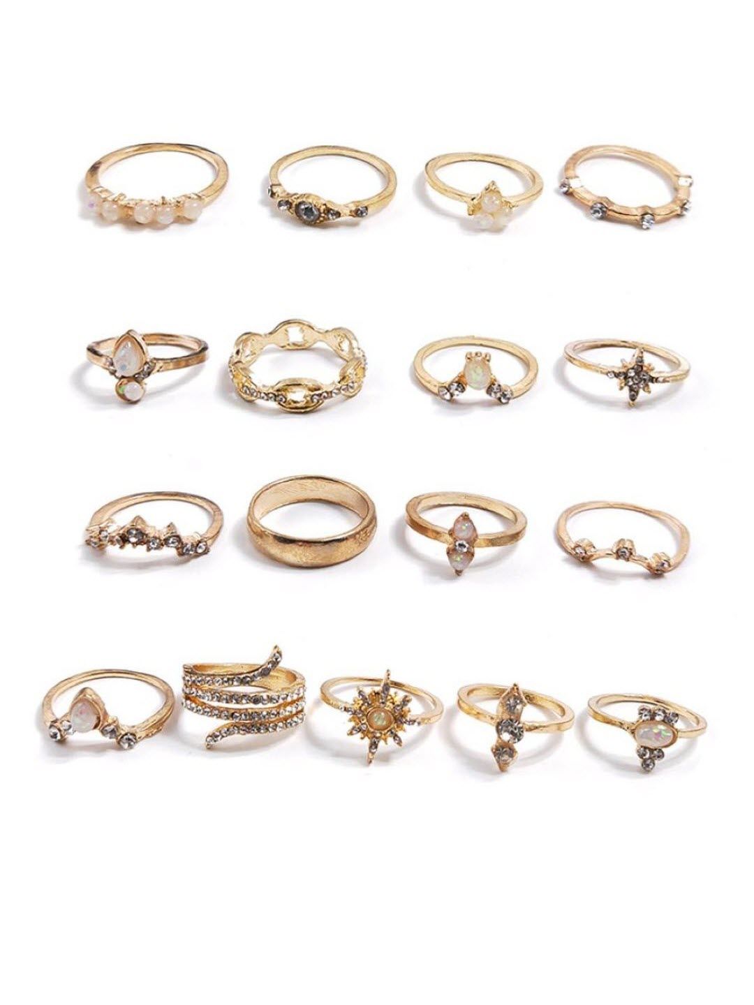 Golden Whisper15-piece Boho Midi Ring Set for Everyday Fashion