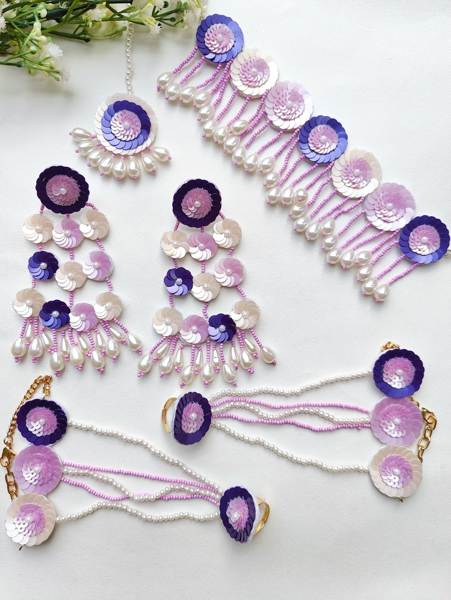 lavender flower jewelry Peach-Lavender Handmade Floral Jewellery