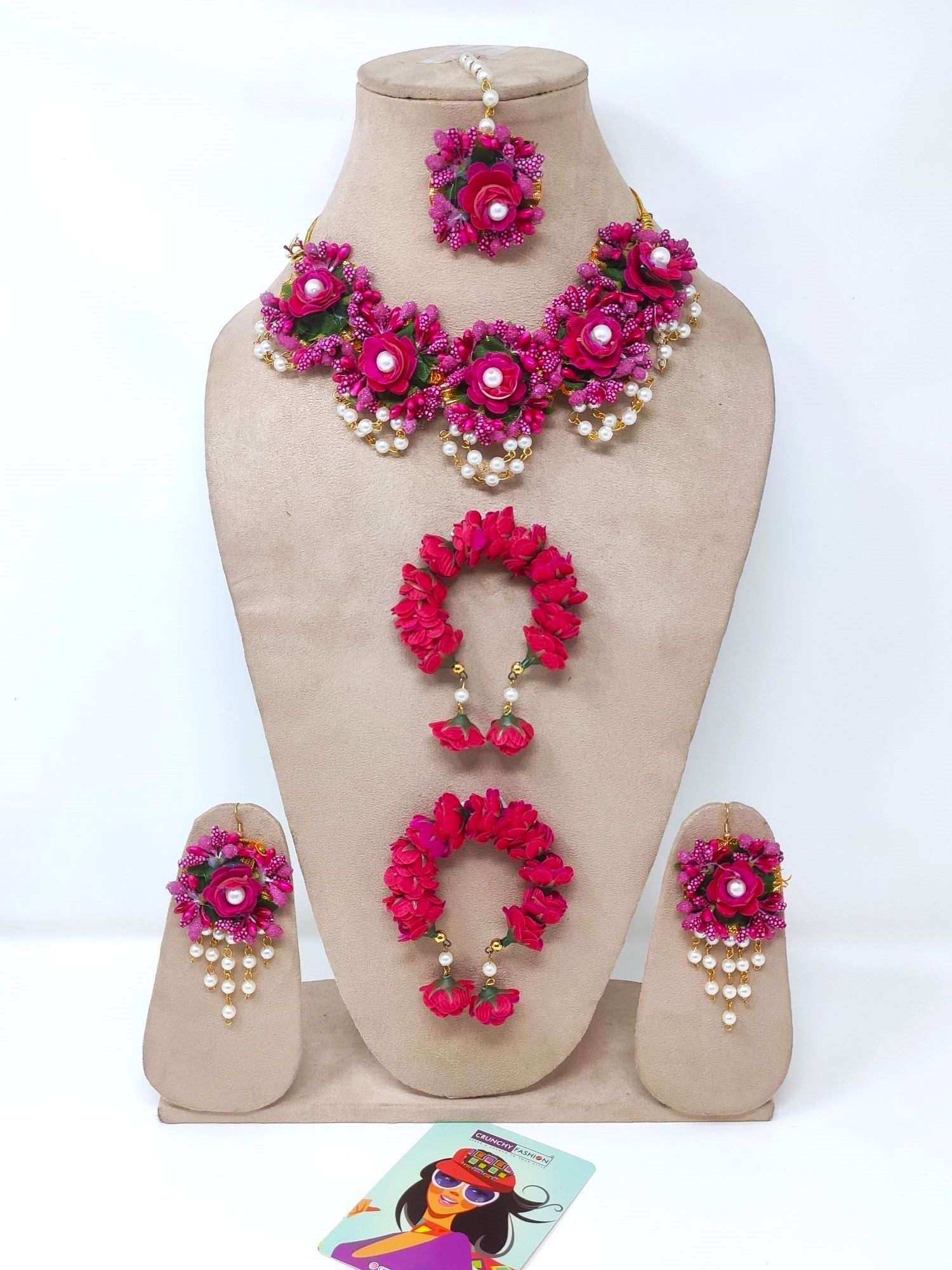 HOT Bridal Jewellery Pink Flower Jewelry Jewellery Set Flower