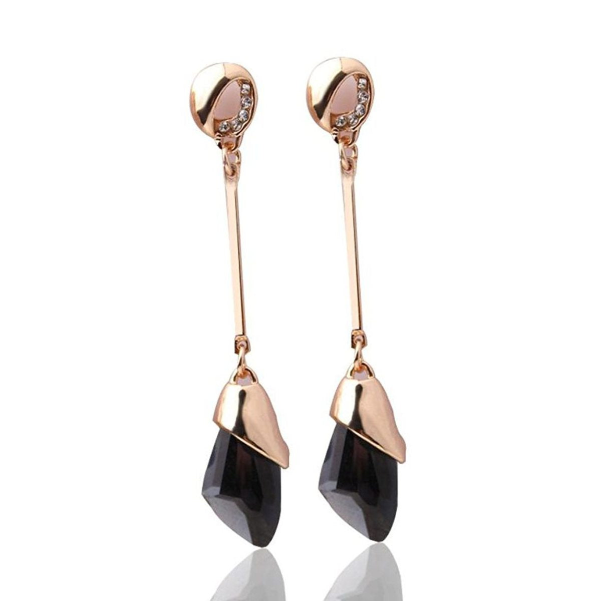 Elegant Black Gold-Plated Party Drop Earrings | CFE1075 Elegant Black Gold-Plated Party Drop Earrings | CFE1075