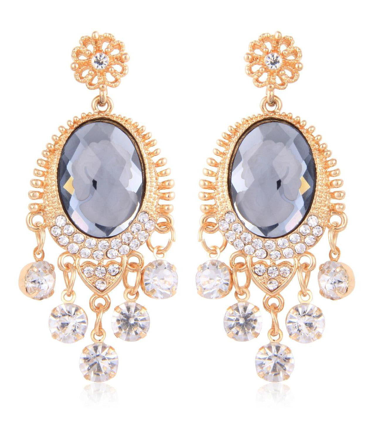 Victorian Style Grey Crystal Earrings for Women