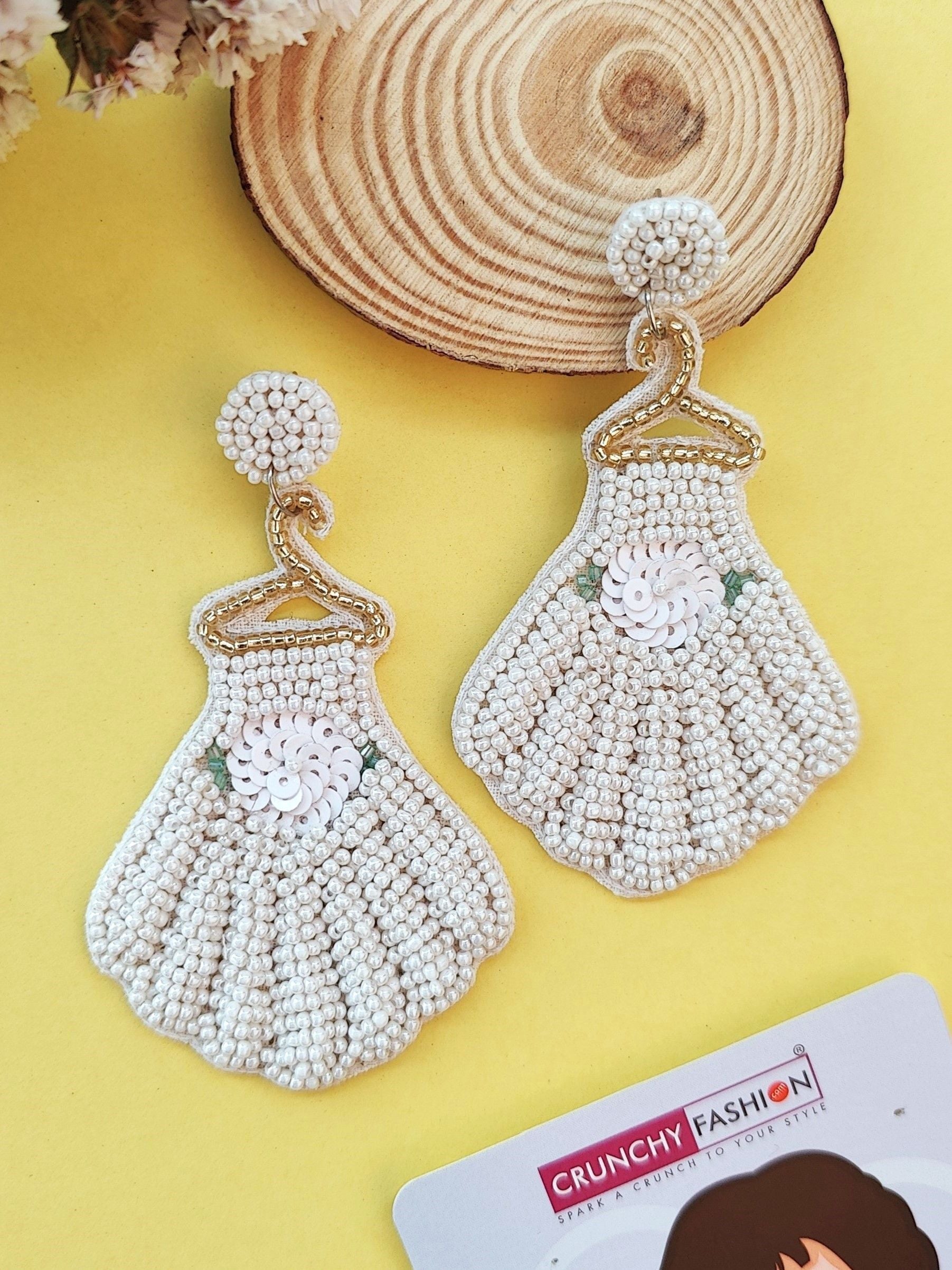 White Floral Beaded Earrings for Trendy Women | Beauty Ablaze White Floral Beaded Earrings for Trendy Women | Beauty Ablaze