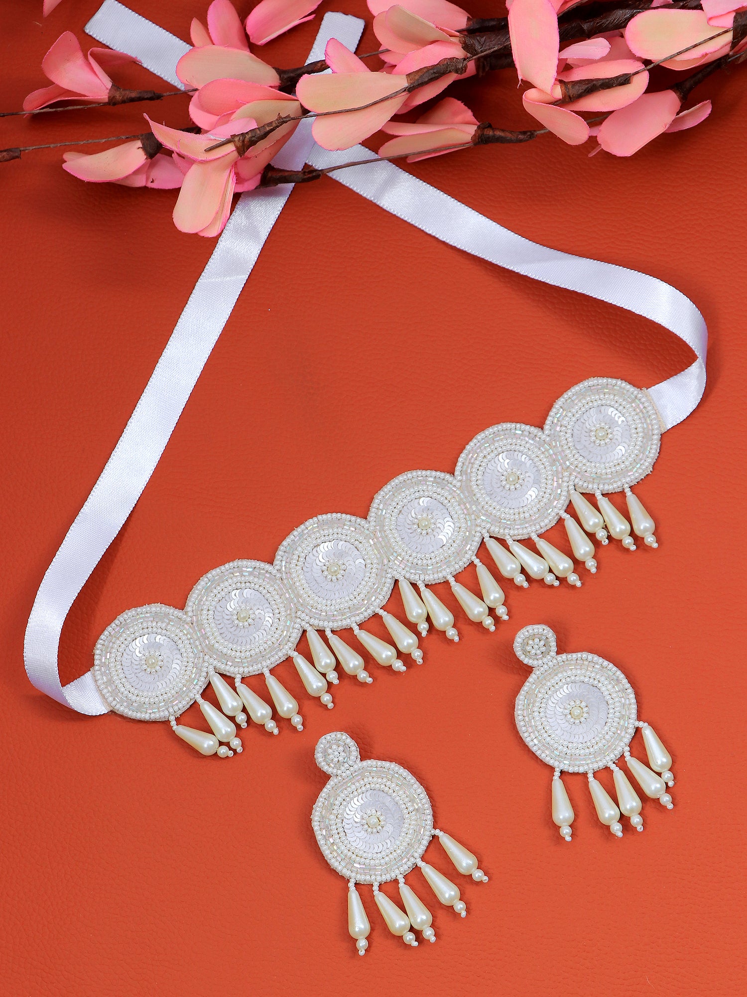 Elegant White Pearl Beaded Jewelry Set -Monalisa Set