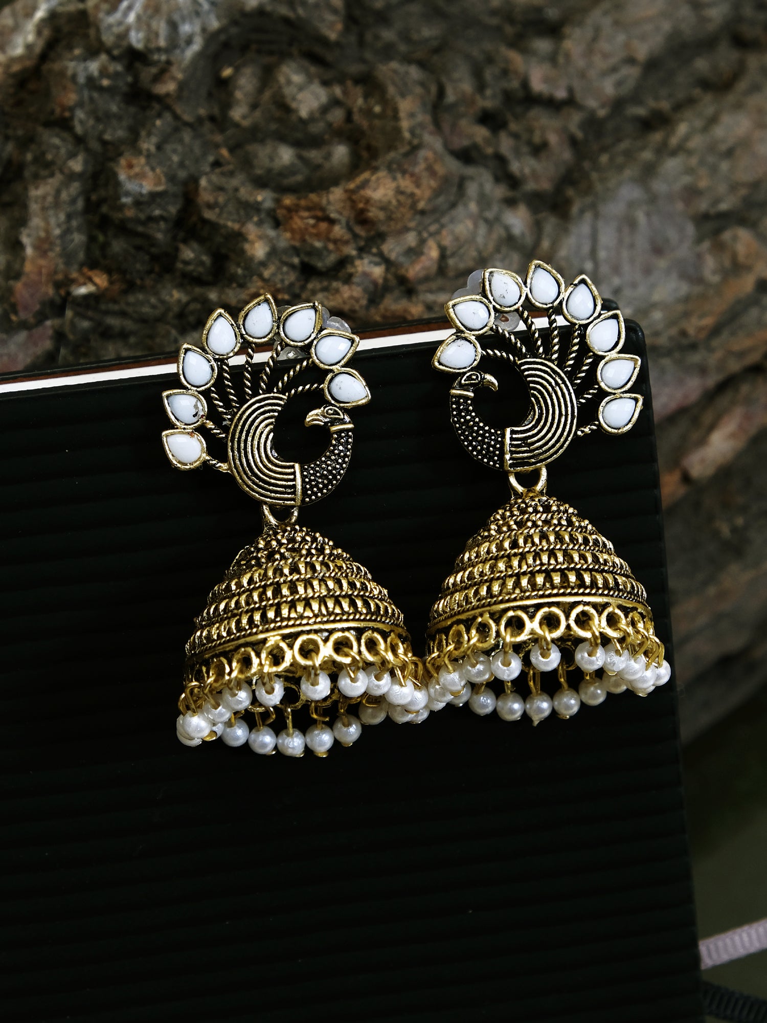 Earrings Handmade Feather Earrings Myntra Traditional Pearl Jhumka