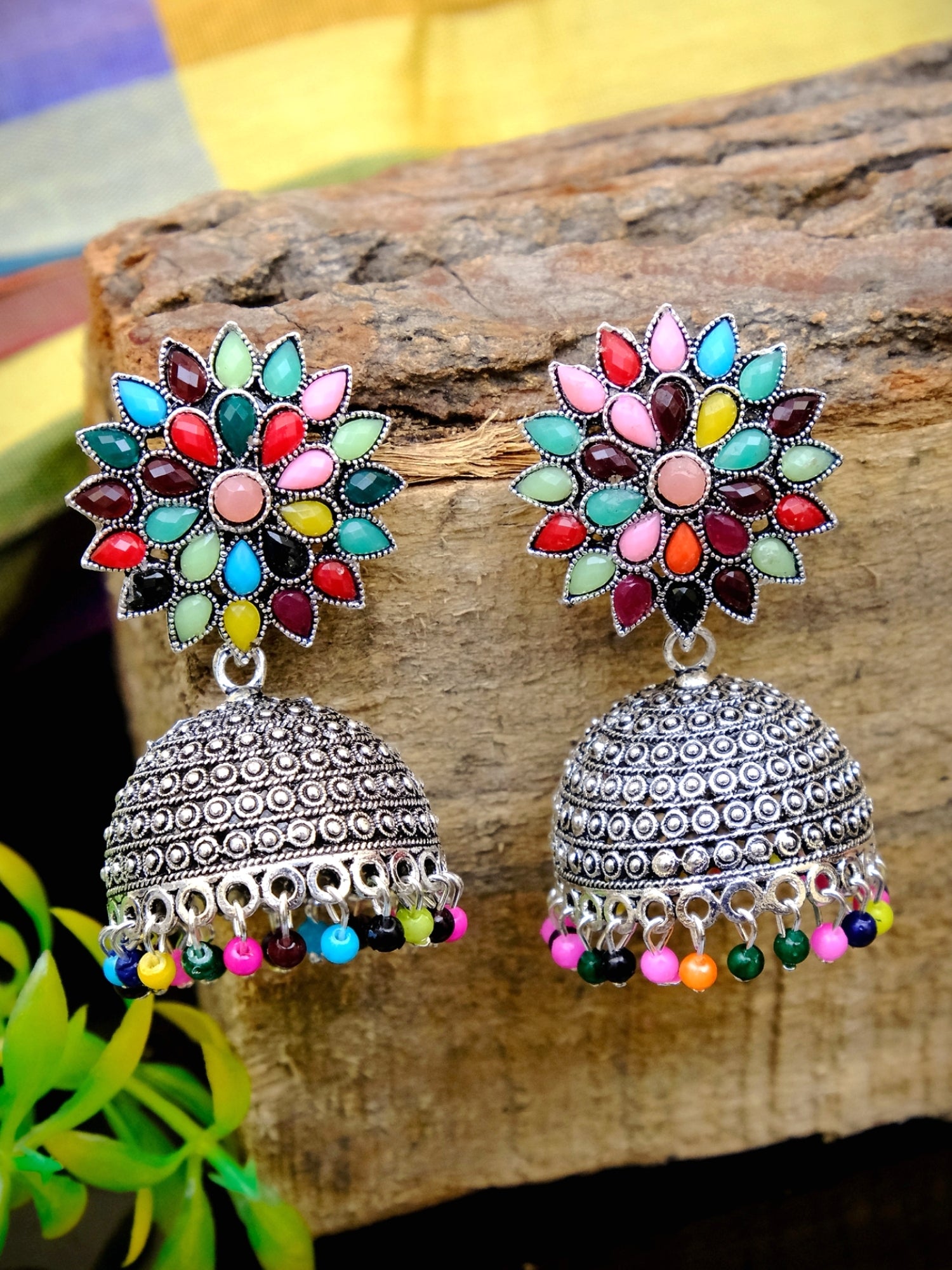 Oxidised Jhumka In Different Colours Nisha Oxidised Jhumkas