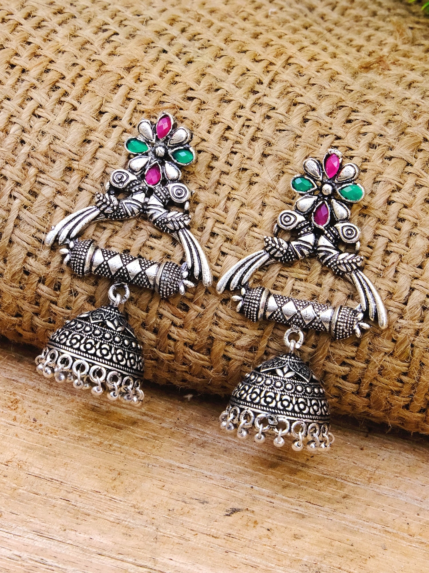 Unique Oxidized German Silver Jhumka Earrings for Women Girls RAE0662