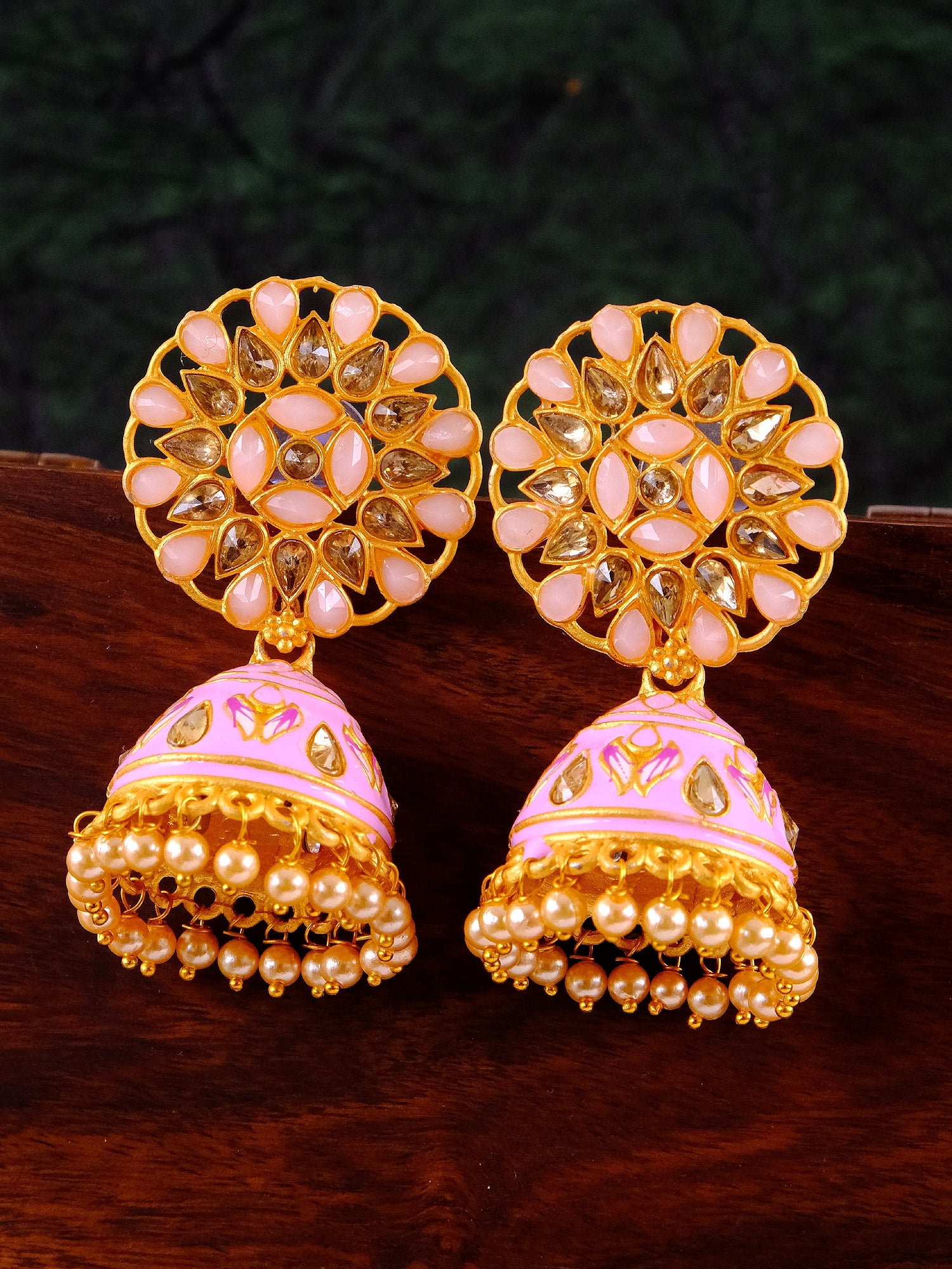 Beautiful Gold-Plated Jhumka Earrings New Design Bollywood Style