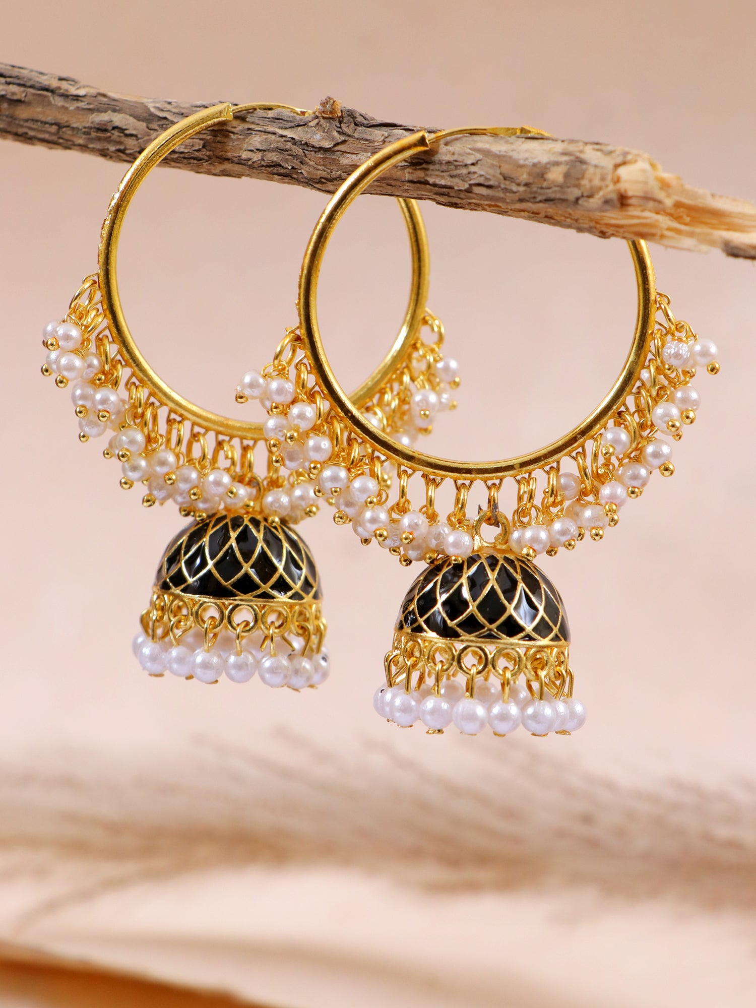 Ethnic Earrings Gold Round Jhumka Earrings Traditional Gold Plated