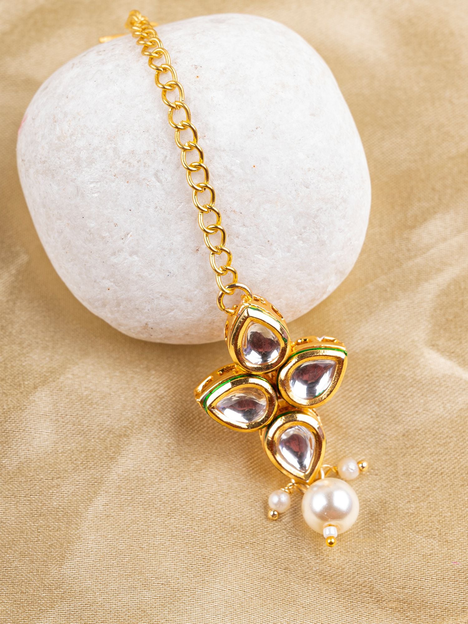 Kundan Jewelry Small Kundan Maang Tikka Traditional Gold Plated