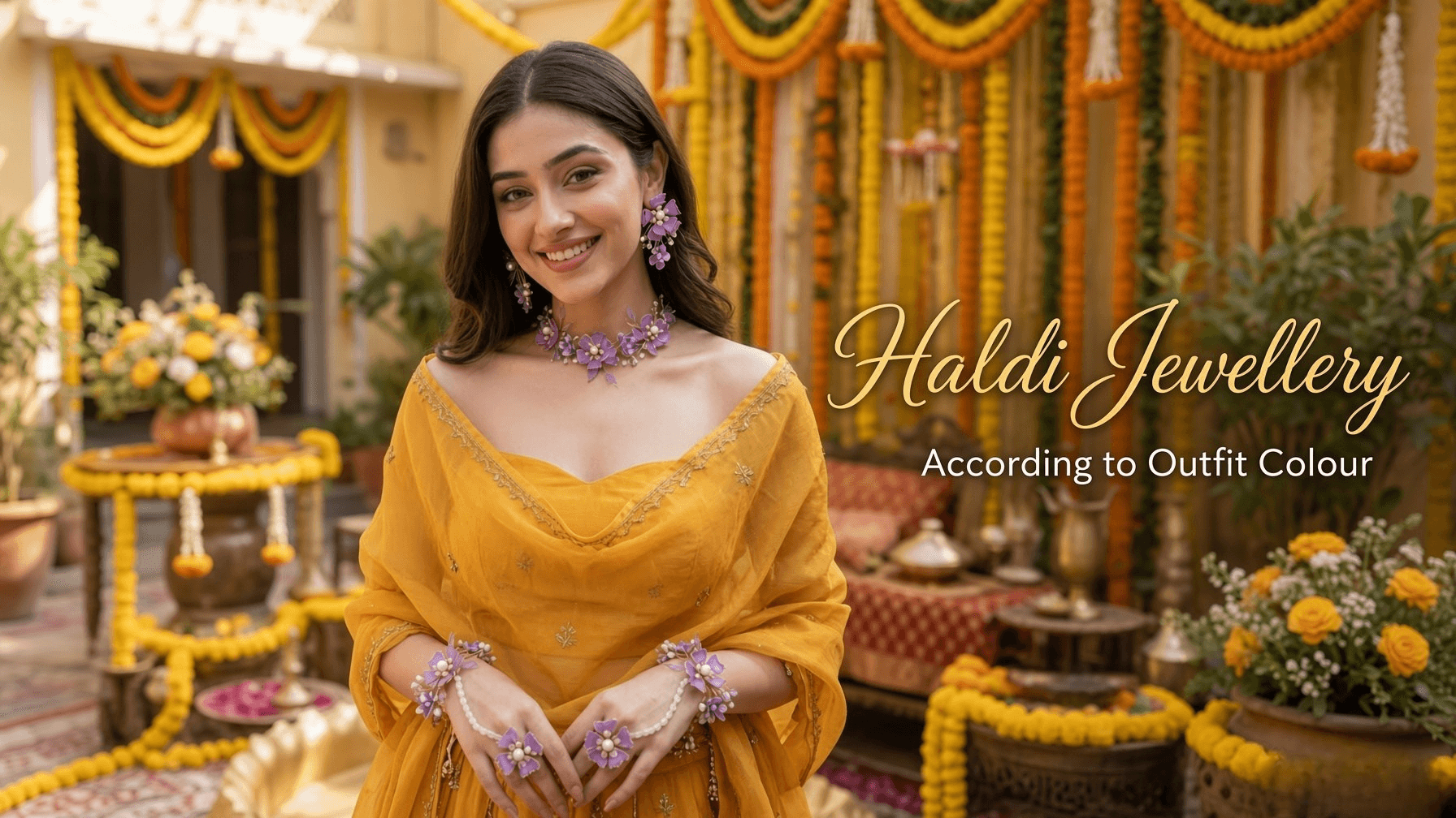 Haldi Jewellery According to Your Outfit Colour