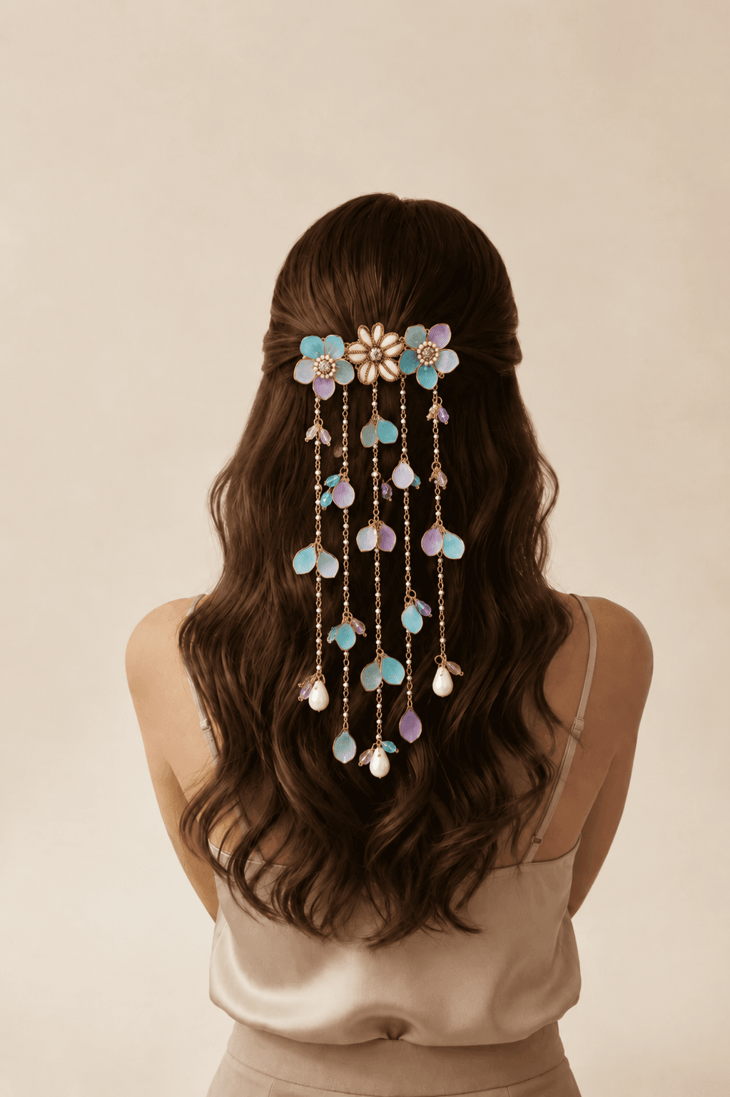 Powder Blue Floral Hair Accessory for Haldi Carnival
