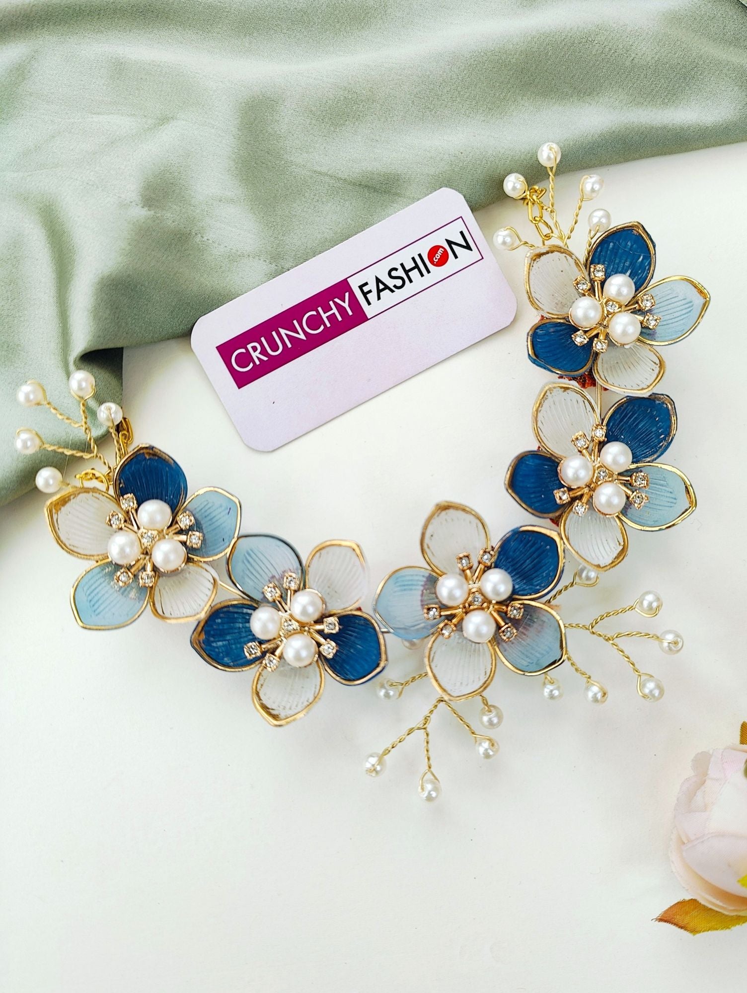 Blue Floral Acrylic Carnival Jewelry Set for Brides