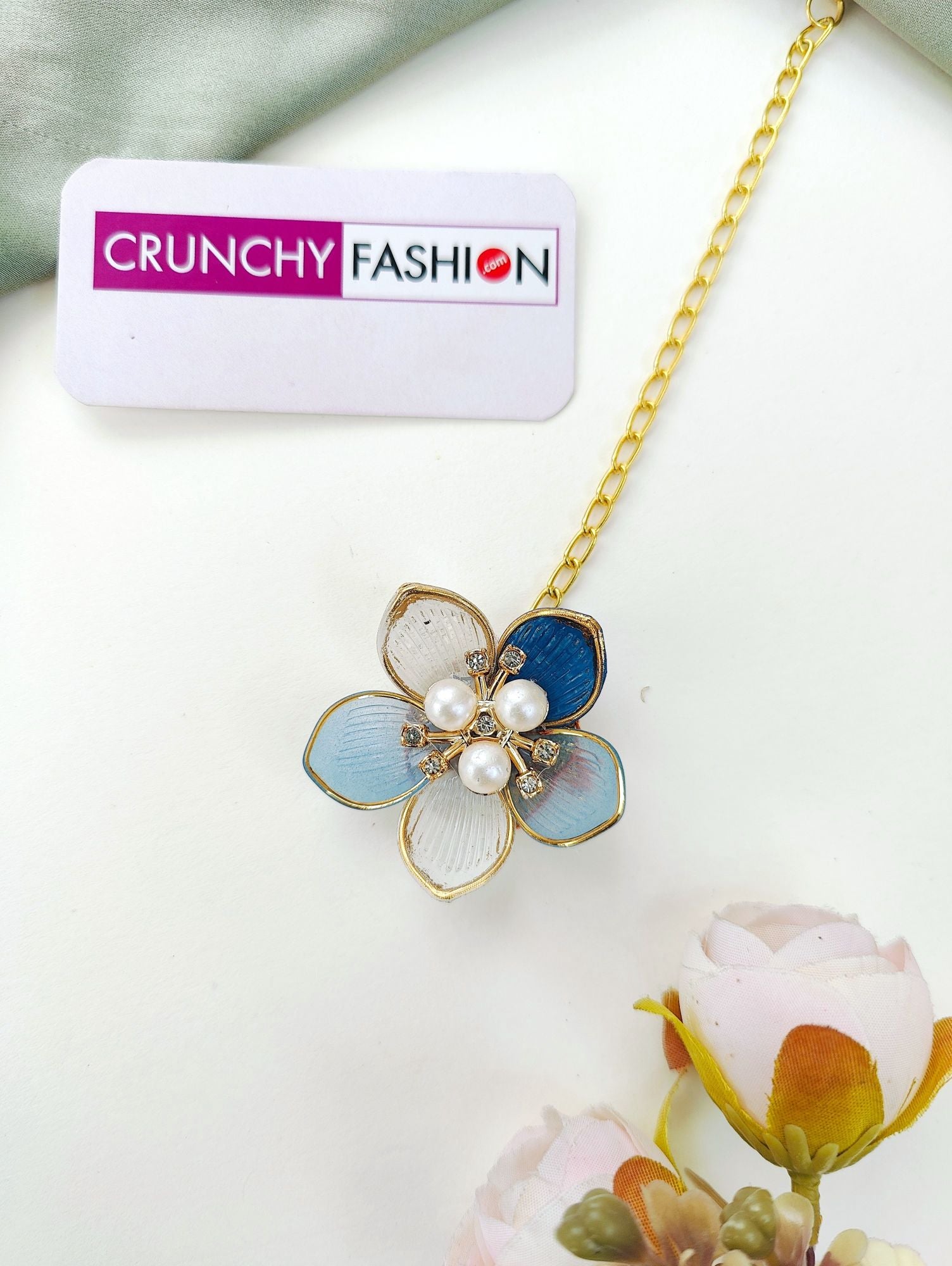 Blue Floral Acrylic Carnival Jewelry Set for Brides
