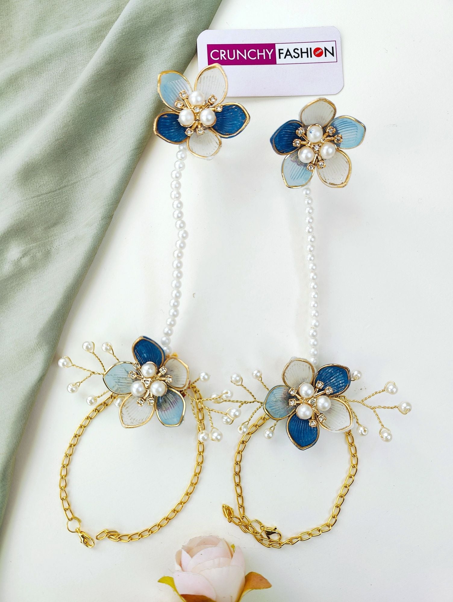 Blue Floral Acrylic Carnival Jewelry Set for Brides