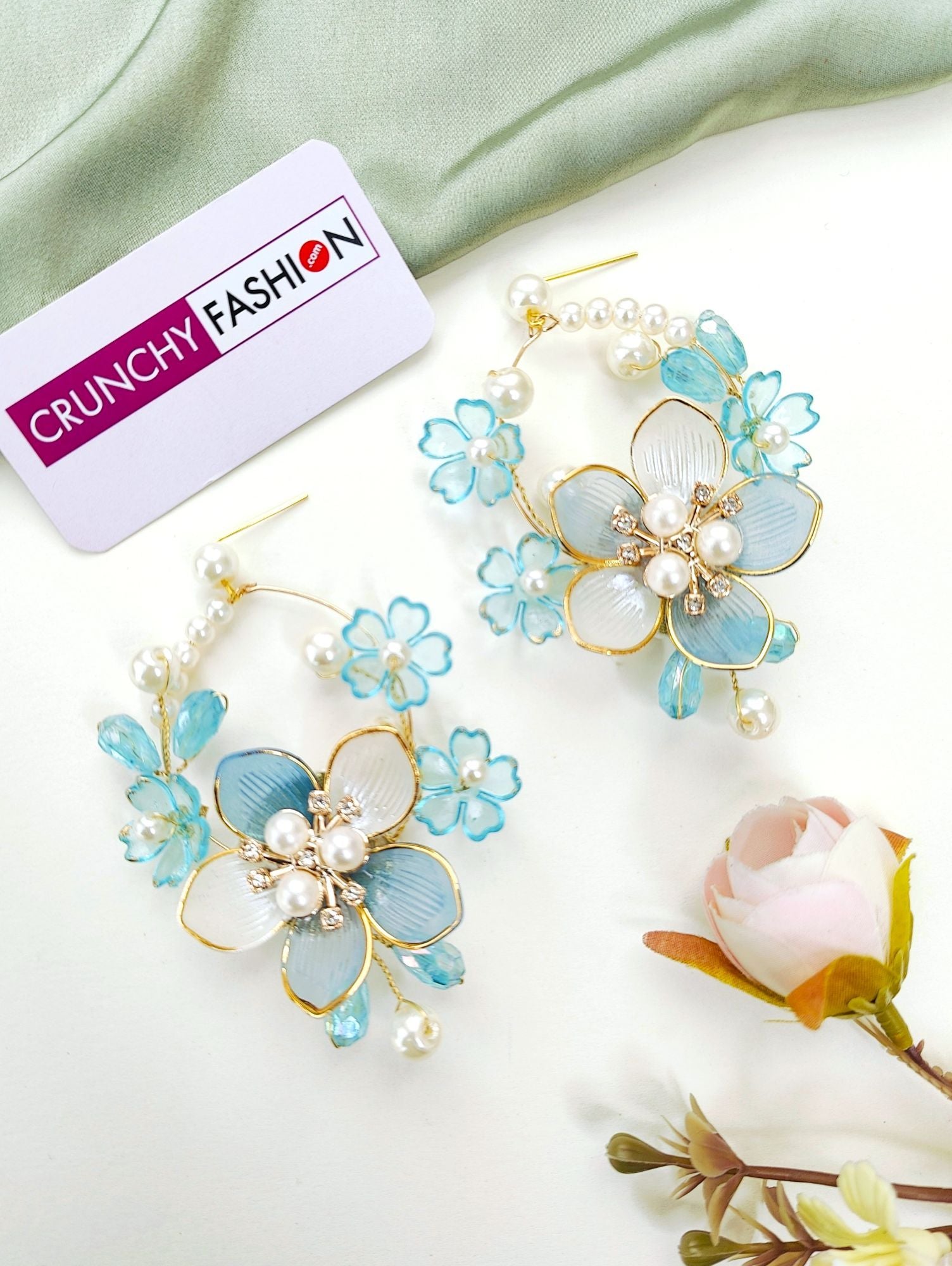 Powder Blue Floral Haldi-Mehndi Acrylic Bridal Jewellery Set