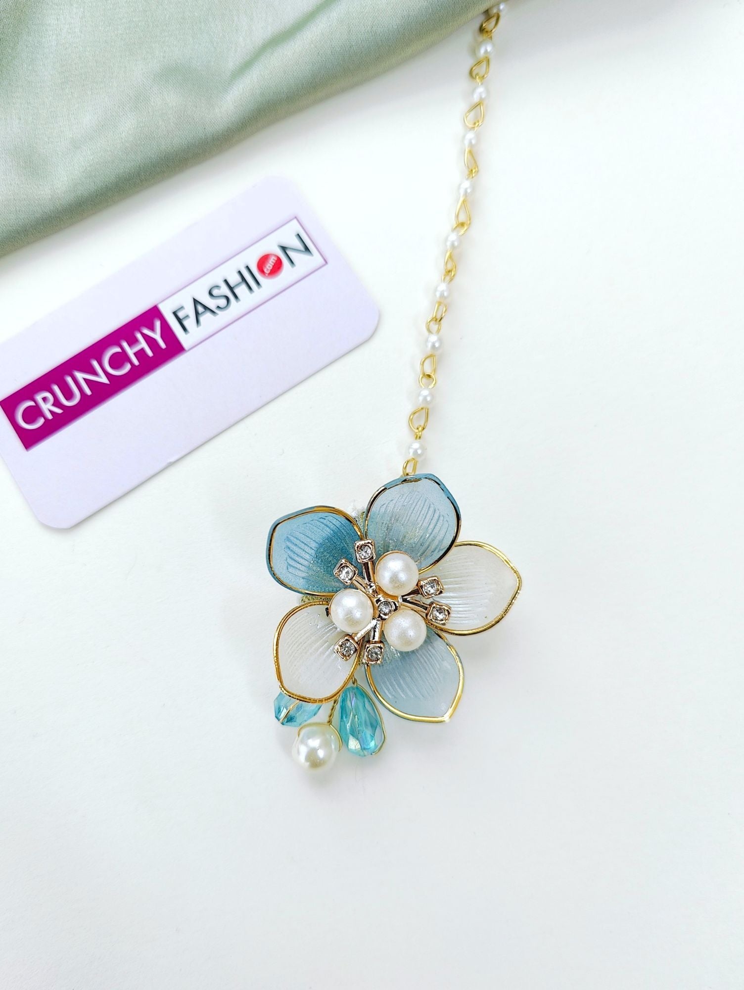 Powder Blue Floral Haldi-Mehndi Acrylic Bridal Jewellery Set