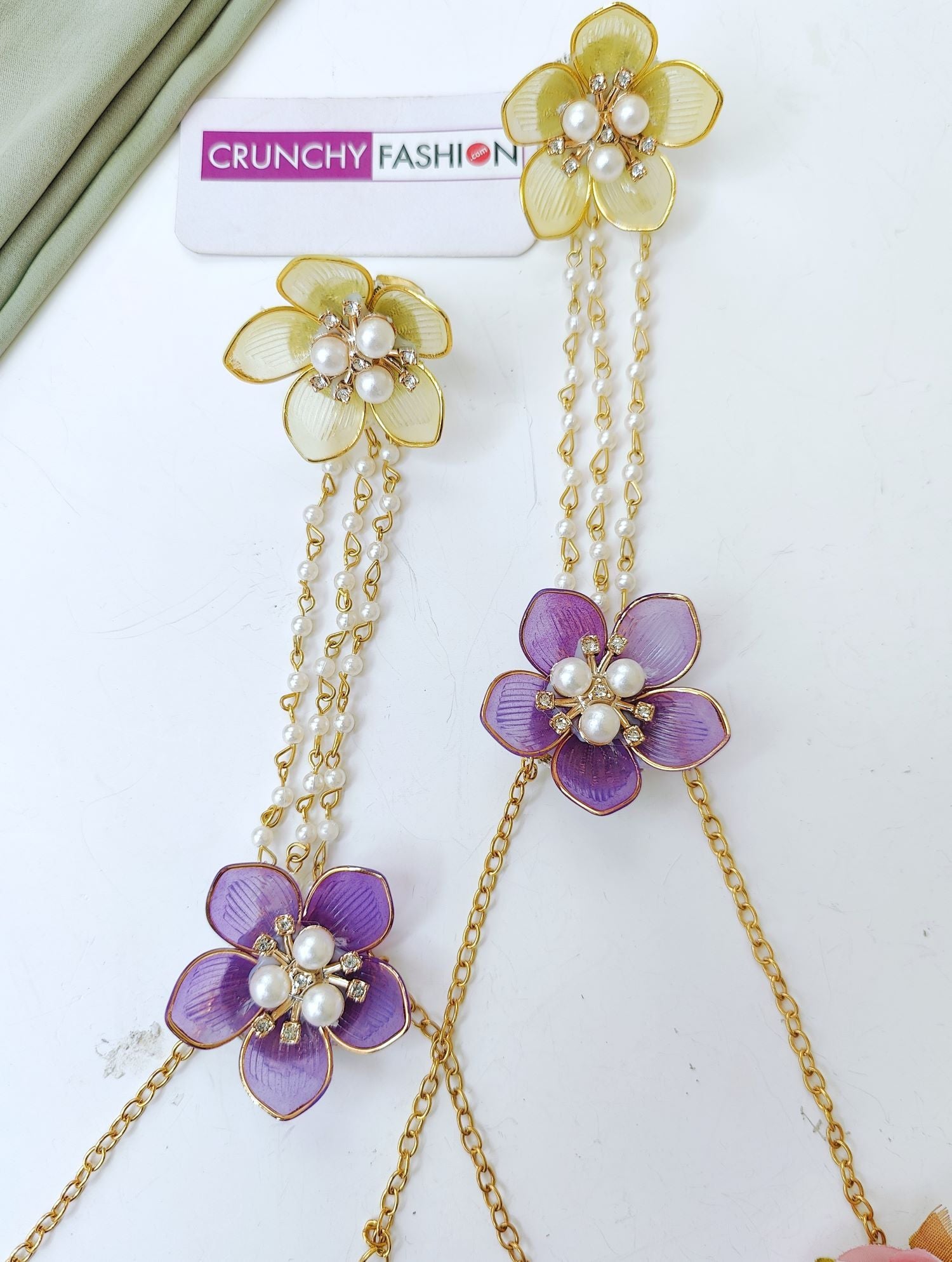 Purple-Pink Acrylic Floral Haldi Mehandi Jewellery Set