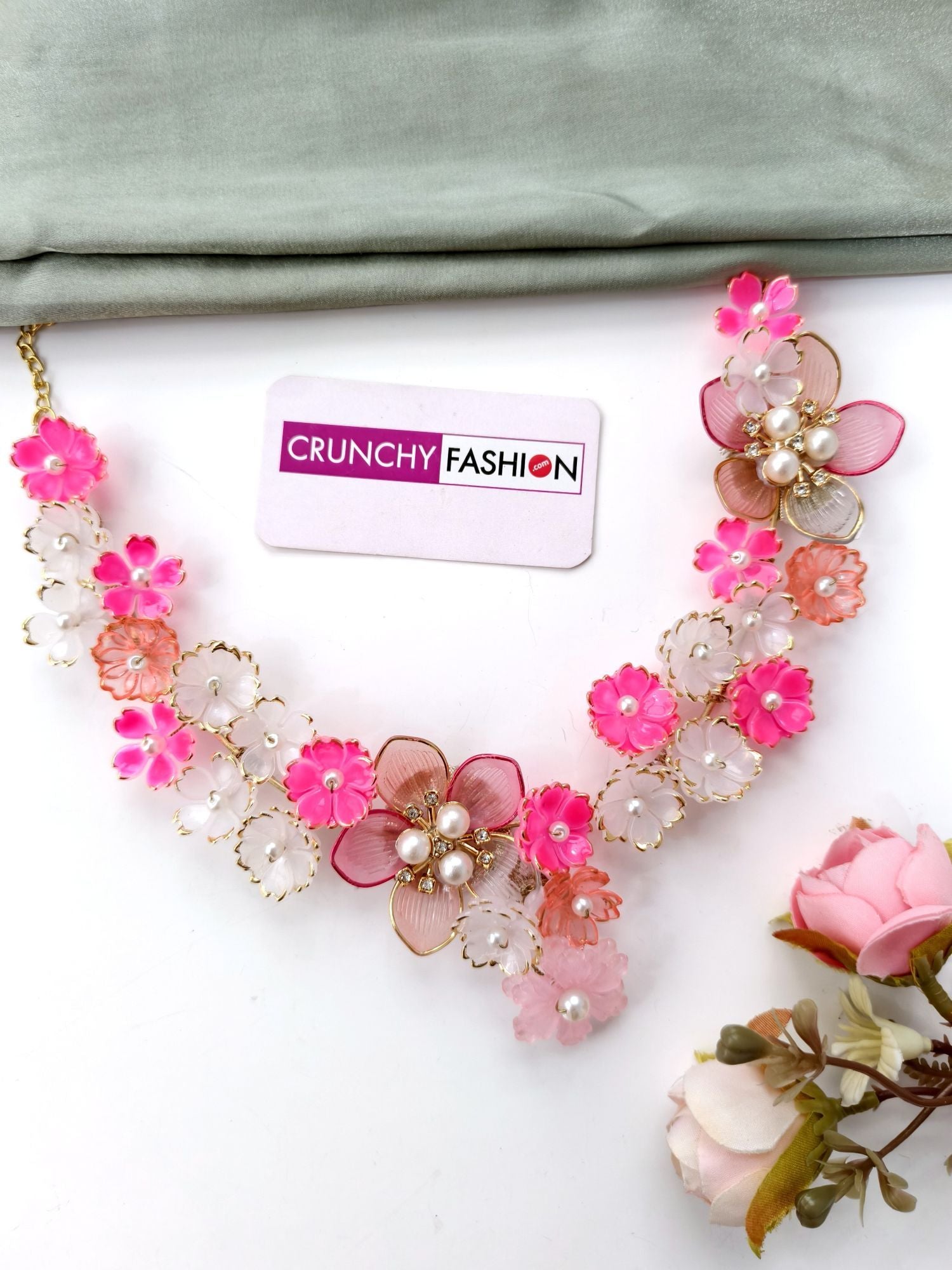 pink floral jewellery acrylic set for bride haldi mehandi 2026