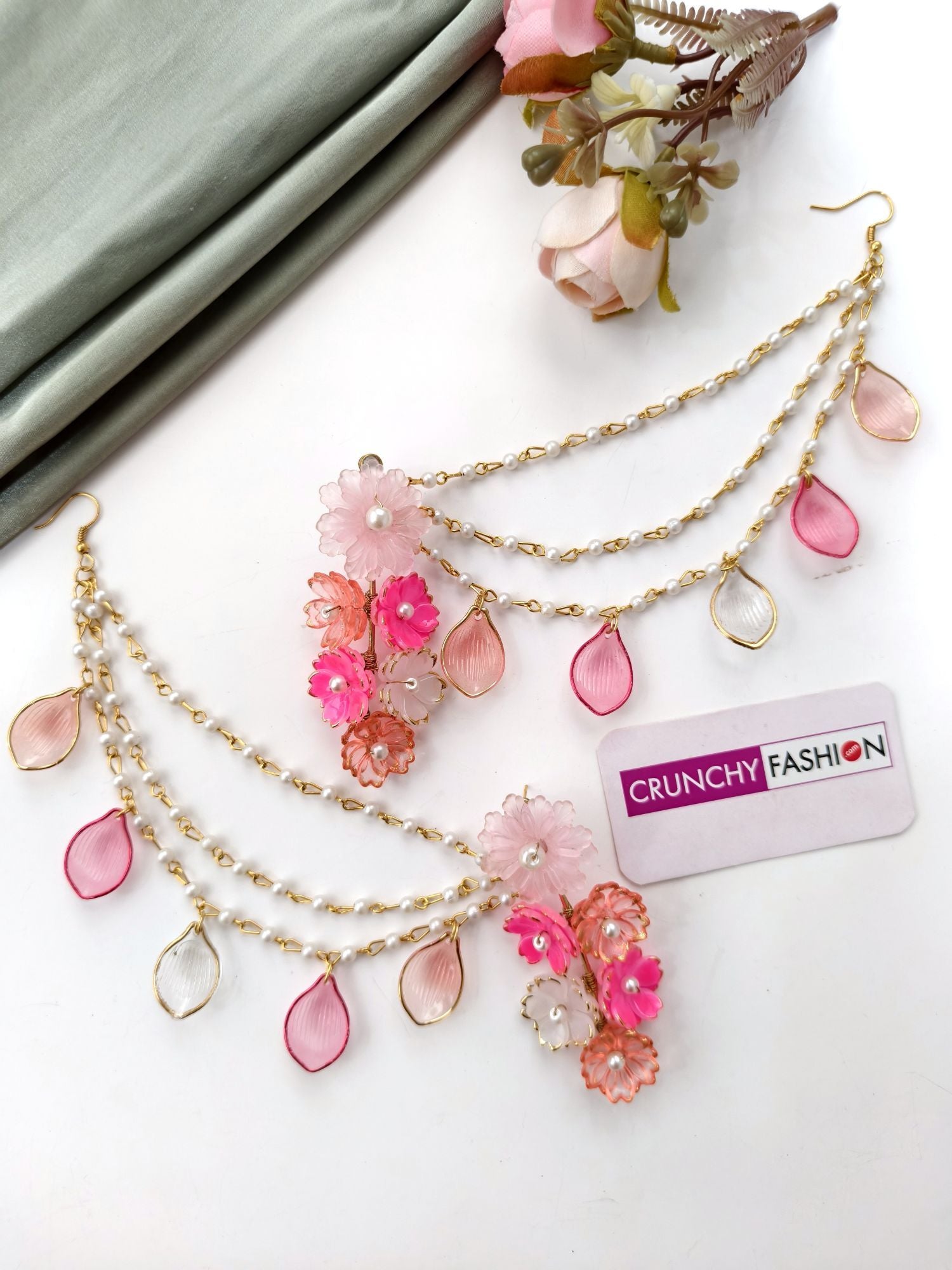 pink floral jewellery acrylic set for bride haldi mehandi 2026