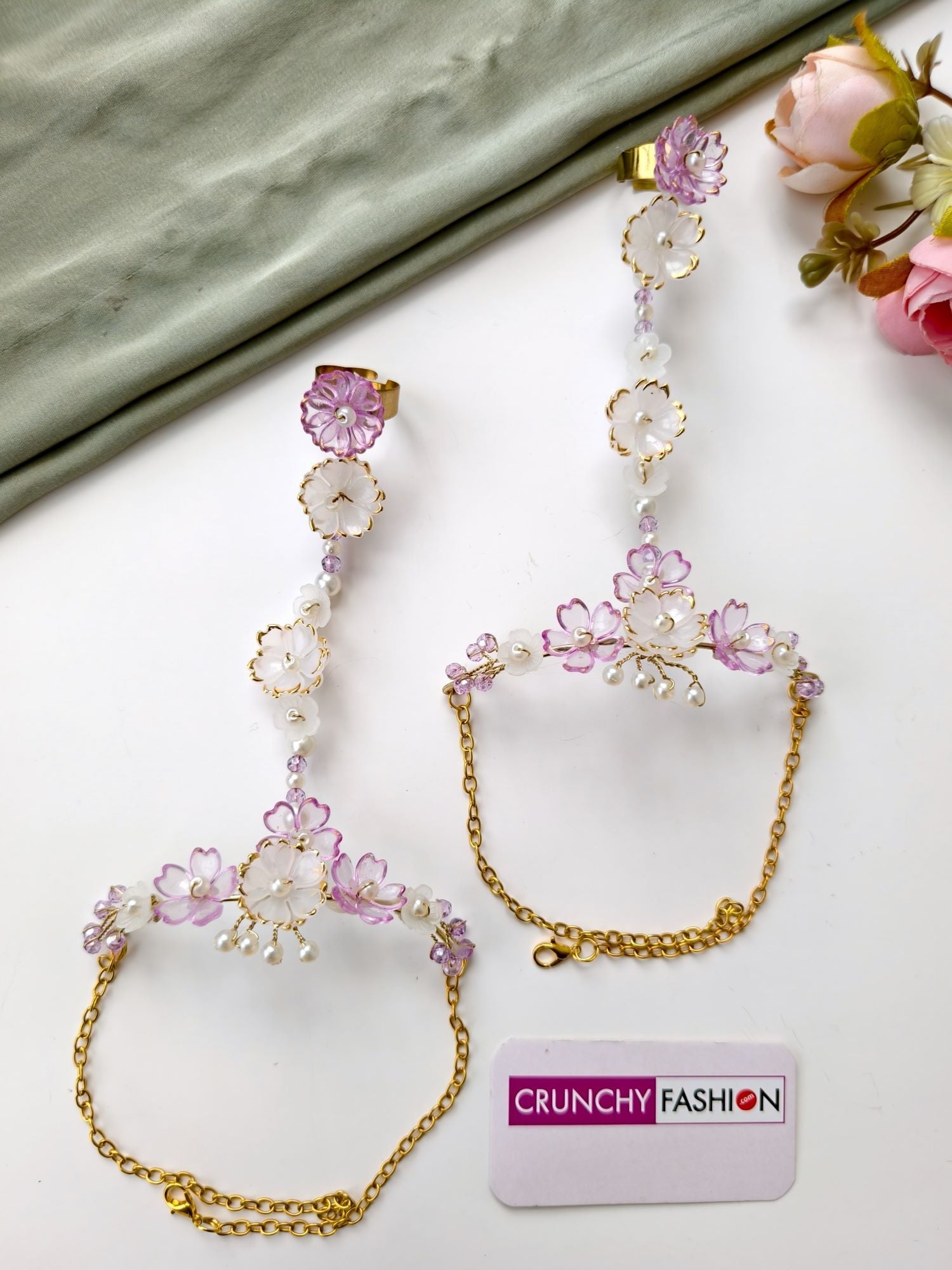 Lavender floral bridal jewellery set for haldi mehendi, resin beads, gold plating, designer wedding accessories 2026