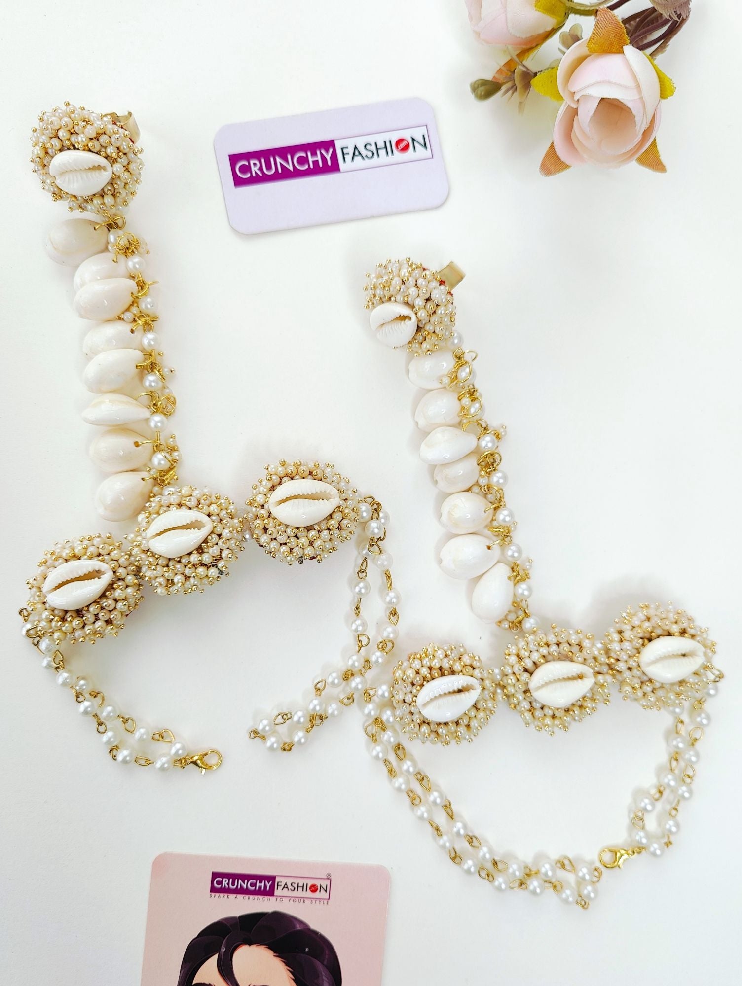 Ivory Sea Shell Hathphool Bracelet Set for Haldi Mehndi
