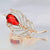 Red Crystal Feather Leaf Brooch for Men & Women