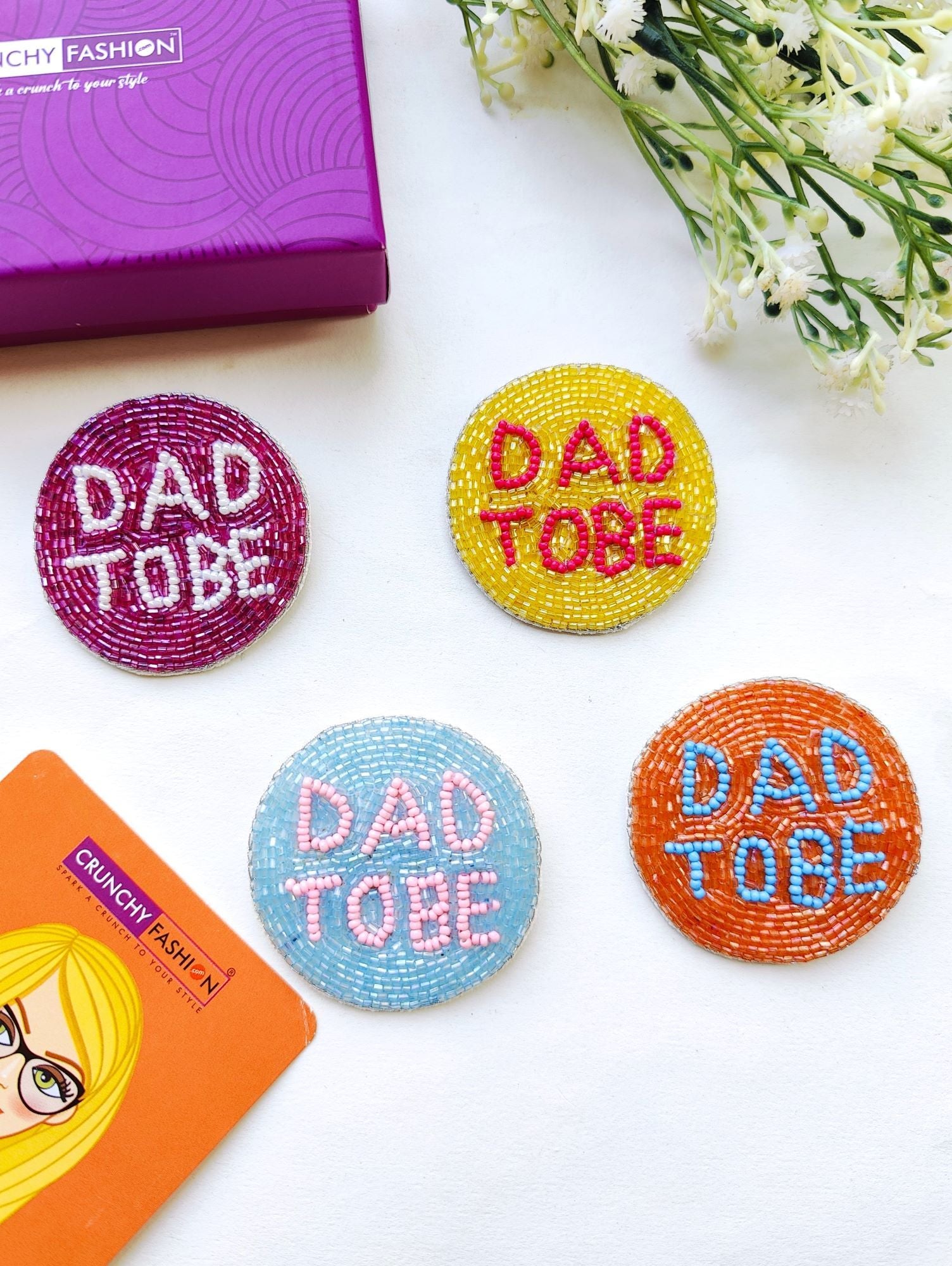 Sky Blue 'Dad to Be' Handmade Beaded Brooch for Men- Maternity Shoot /Baby Shower Accessories