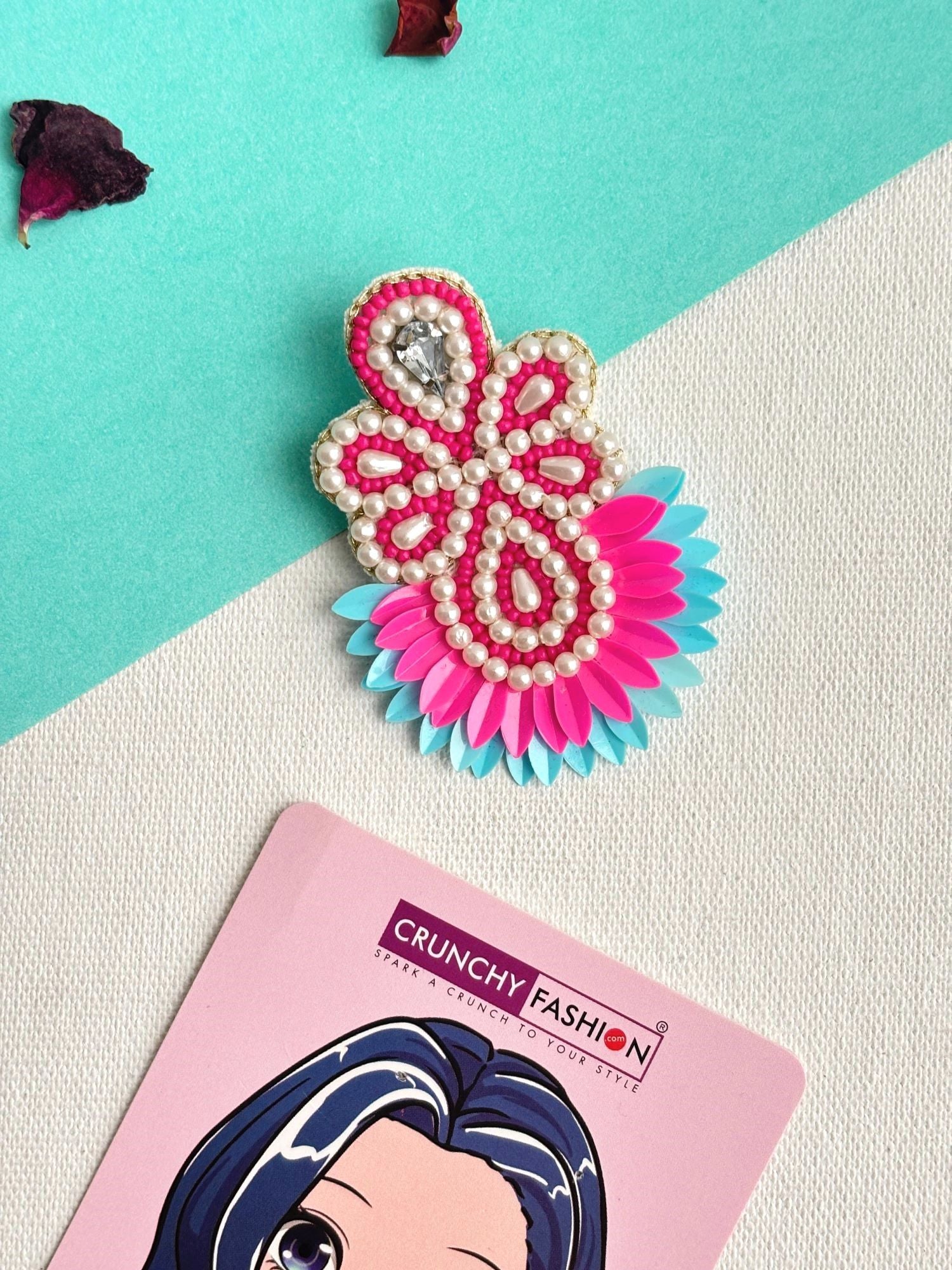 Handcrafted pink flower brooch, ideal for boho party and maternity shoots