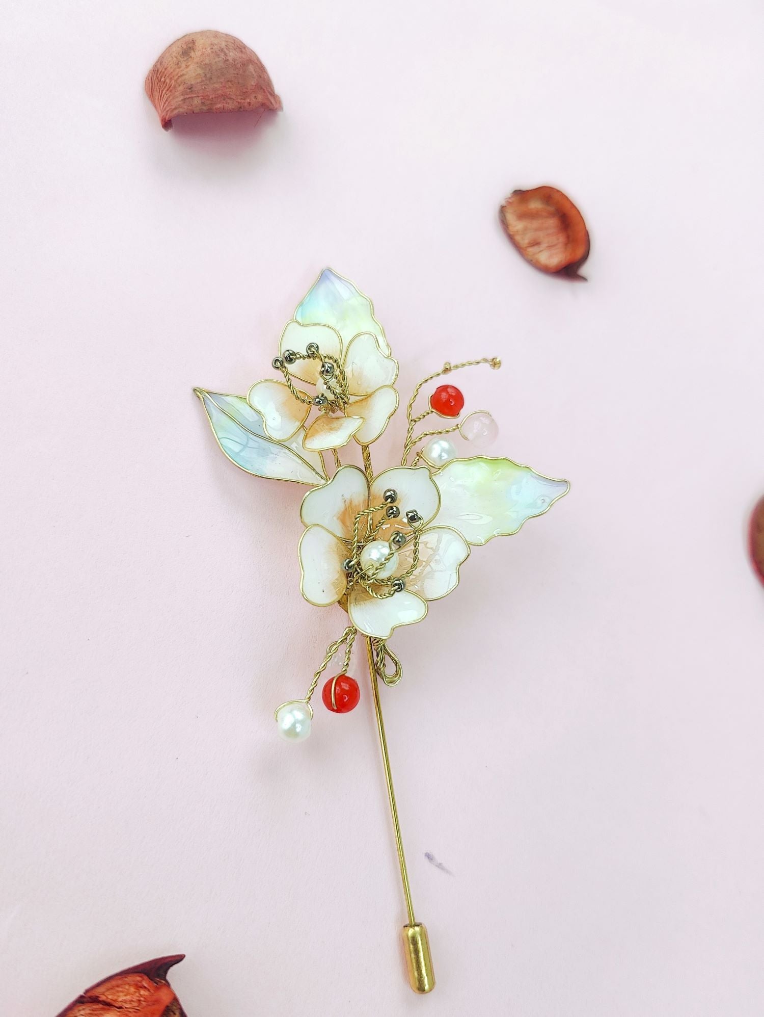 Handmade floral resin brooch lapel pin, statement brooch for women