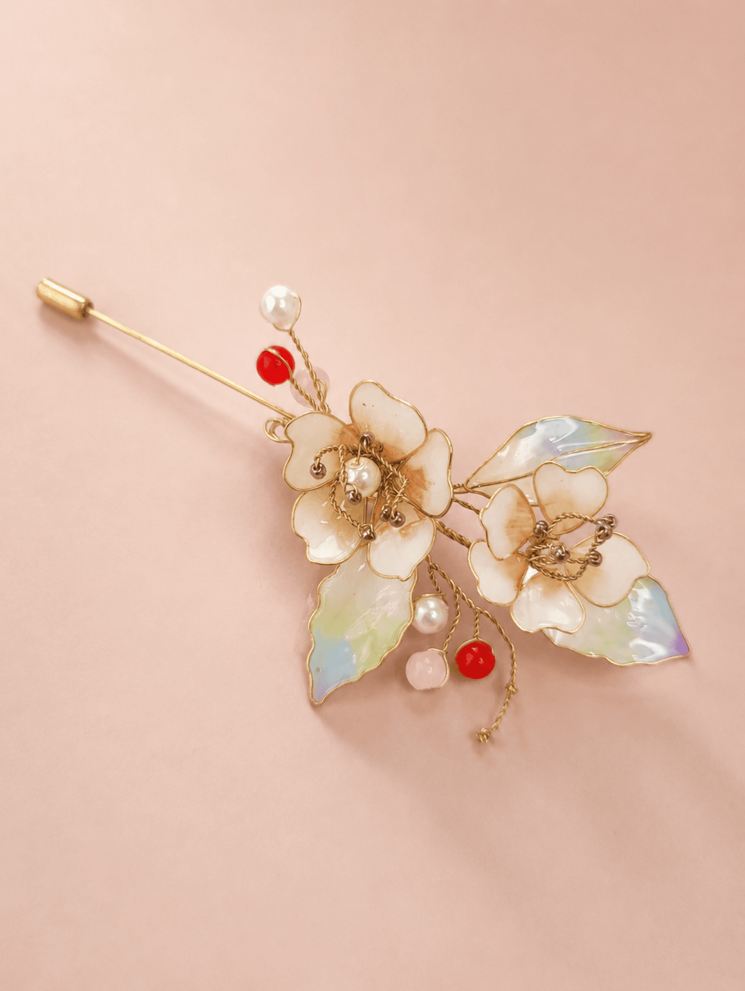 Handmade floral resin brooch lapel pin, statement brooch for women