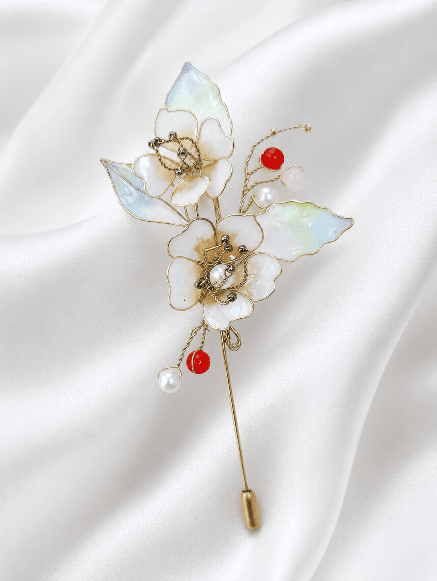 Handmade floral resin brooch lapel pin, statement brooch for women