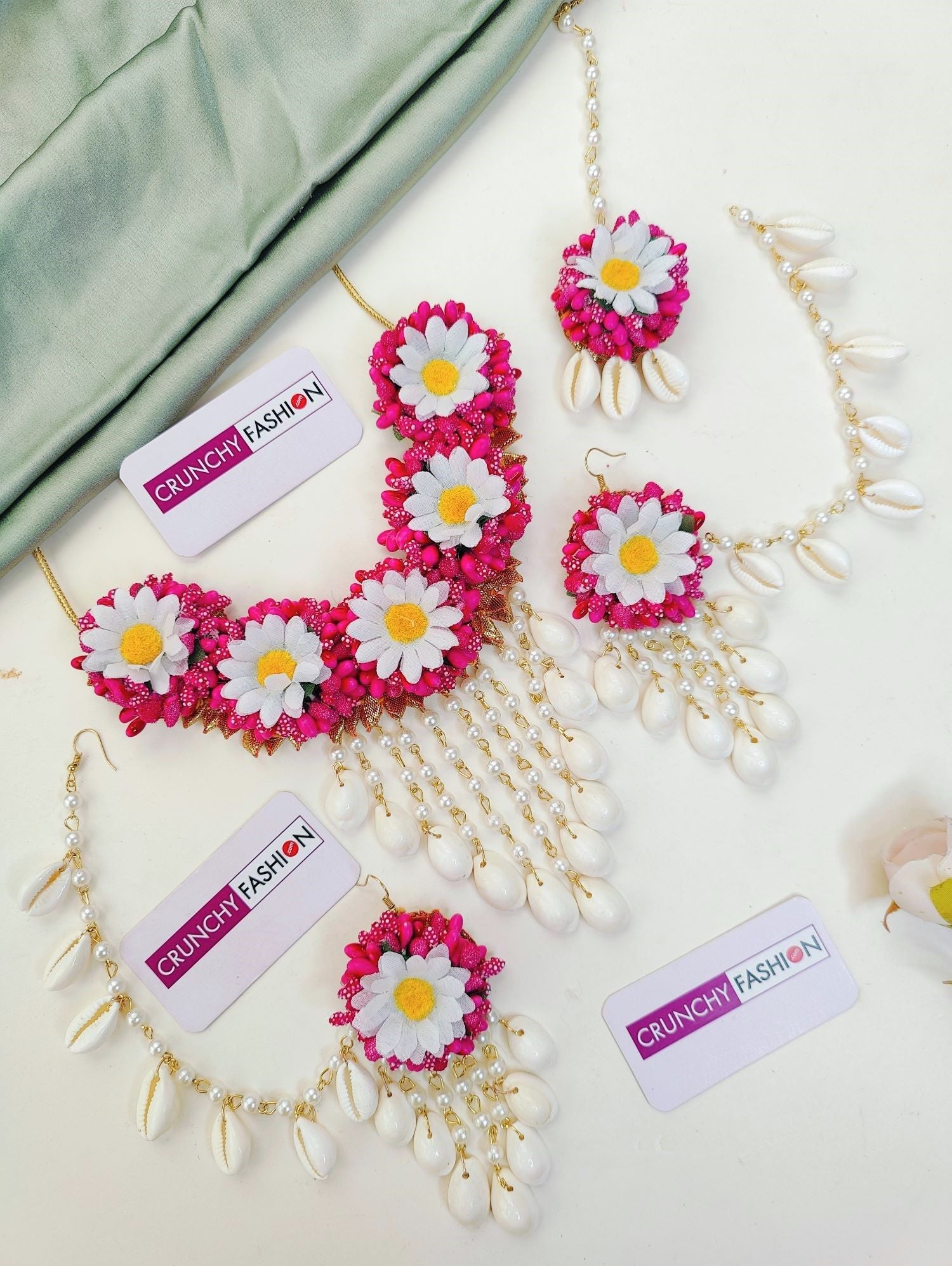 Blossom Bliss: Baby Shower Floral Jewellery Set in Pink