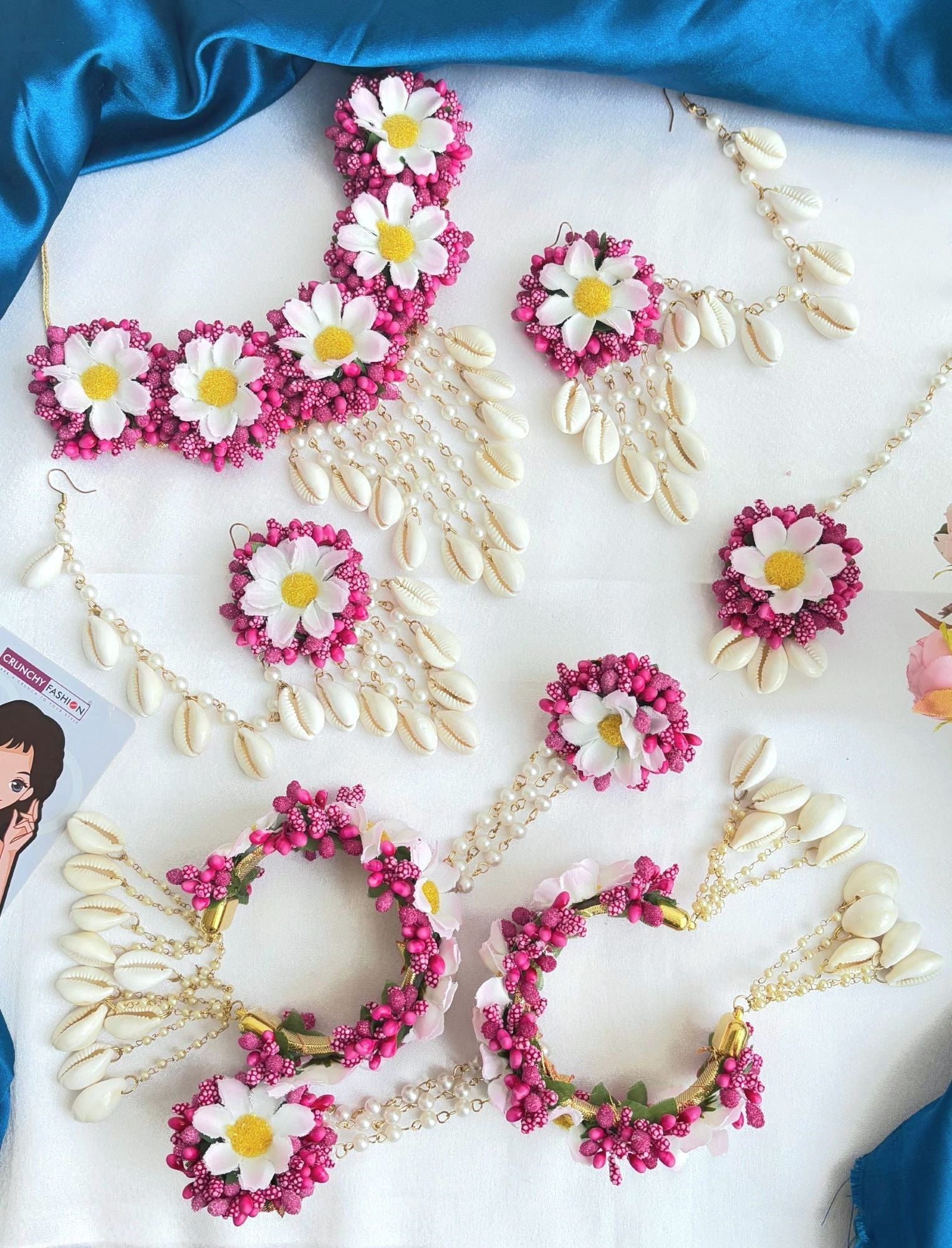 Blossom Bliss: Baby Shower Floral Jewellery Set in Pink