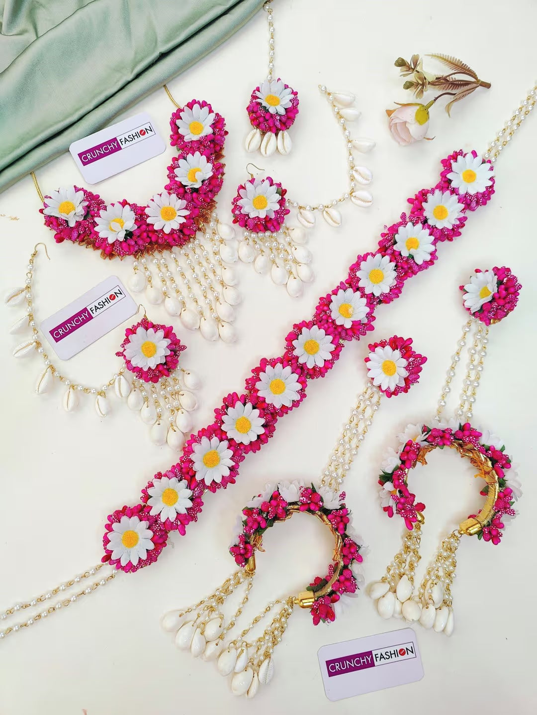 Blossom Bliss: Baby Shower Floral Jewellery Set in Pink