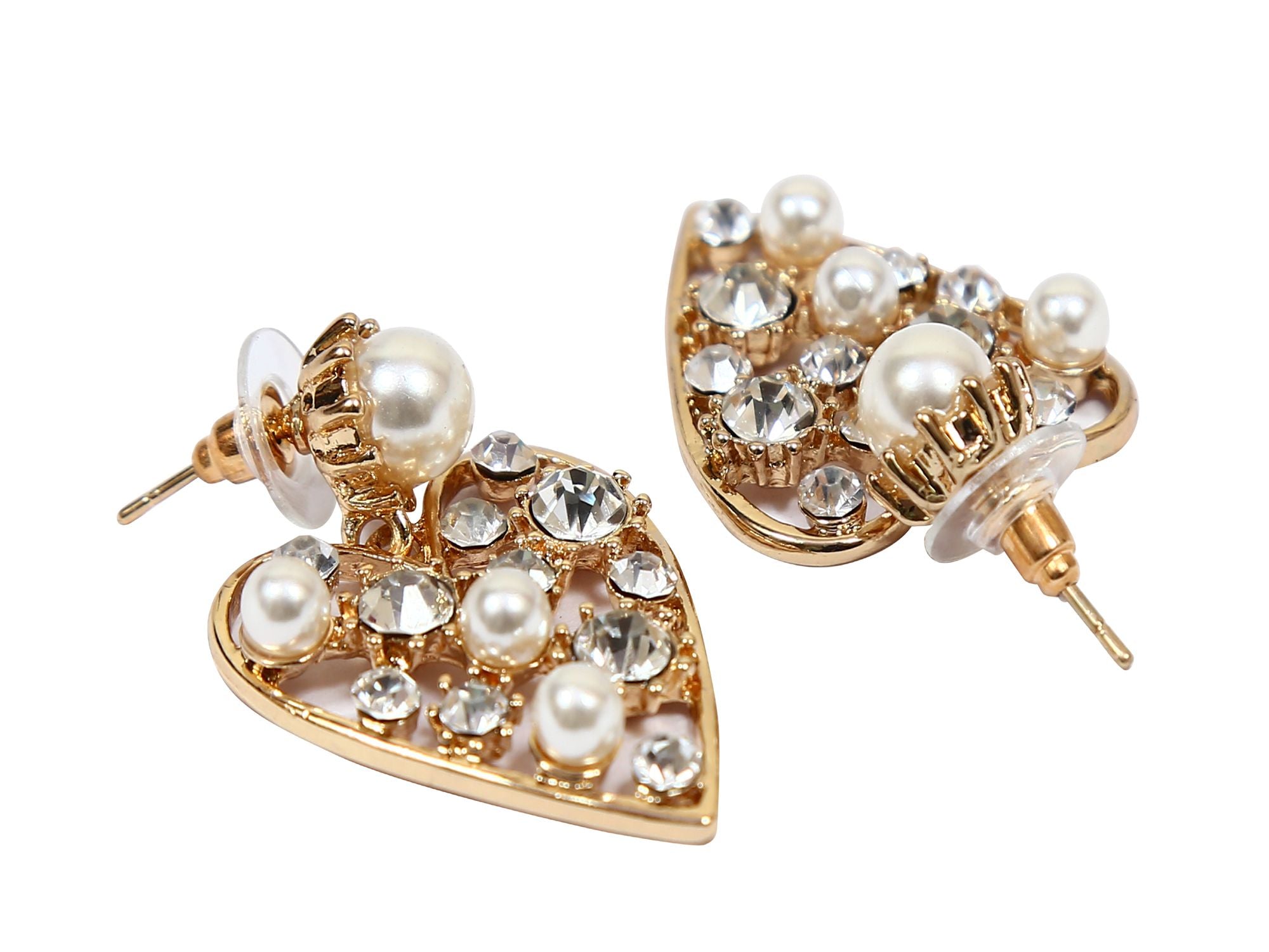 Golden heart-shaped drop and dangler stud earrings for women and girls