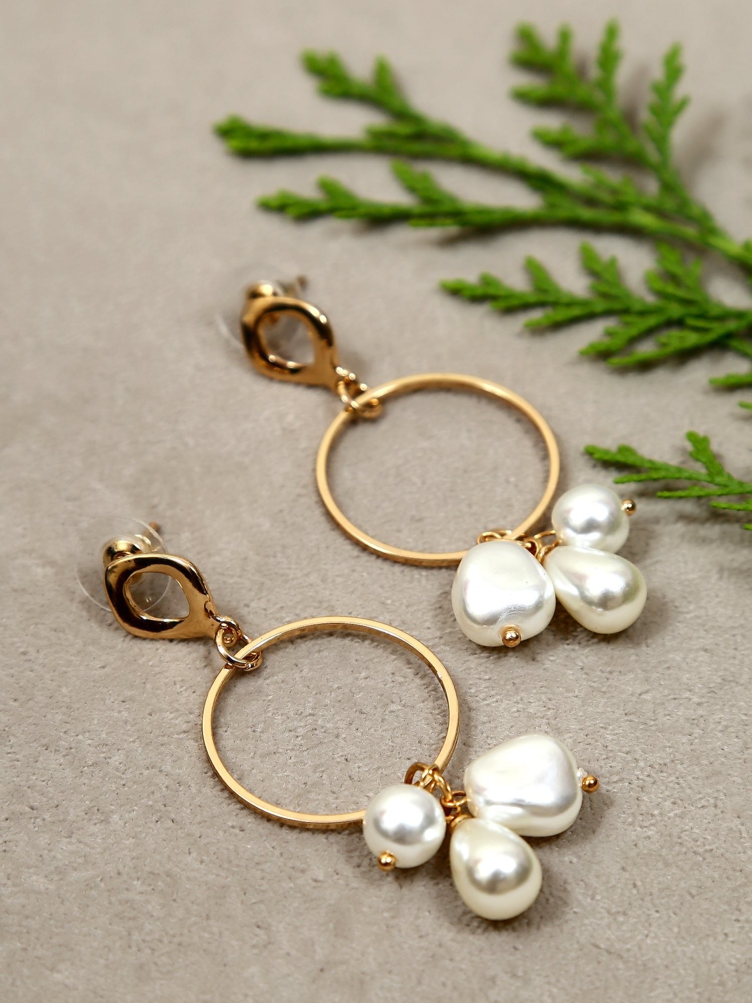 Contemporary Gold Plated Pearl Danglers  Earrings for Women and Girls