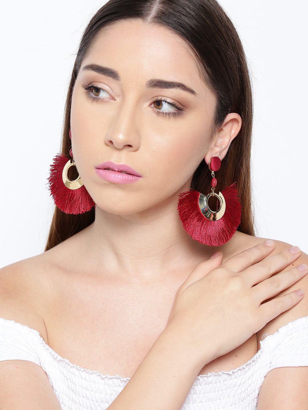 Lola Earrings- Statement Green Dangler earrings with handmade Thread Work