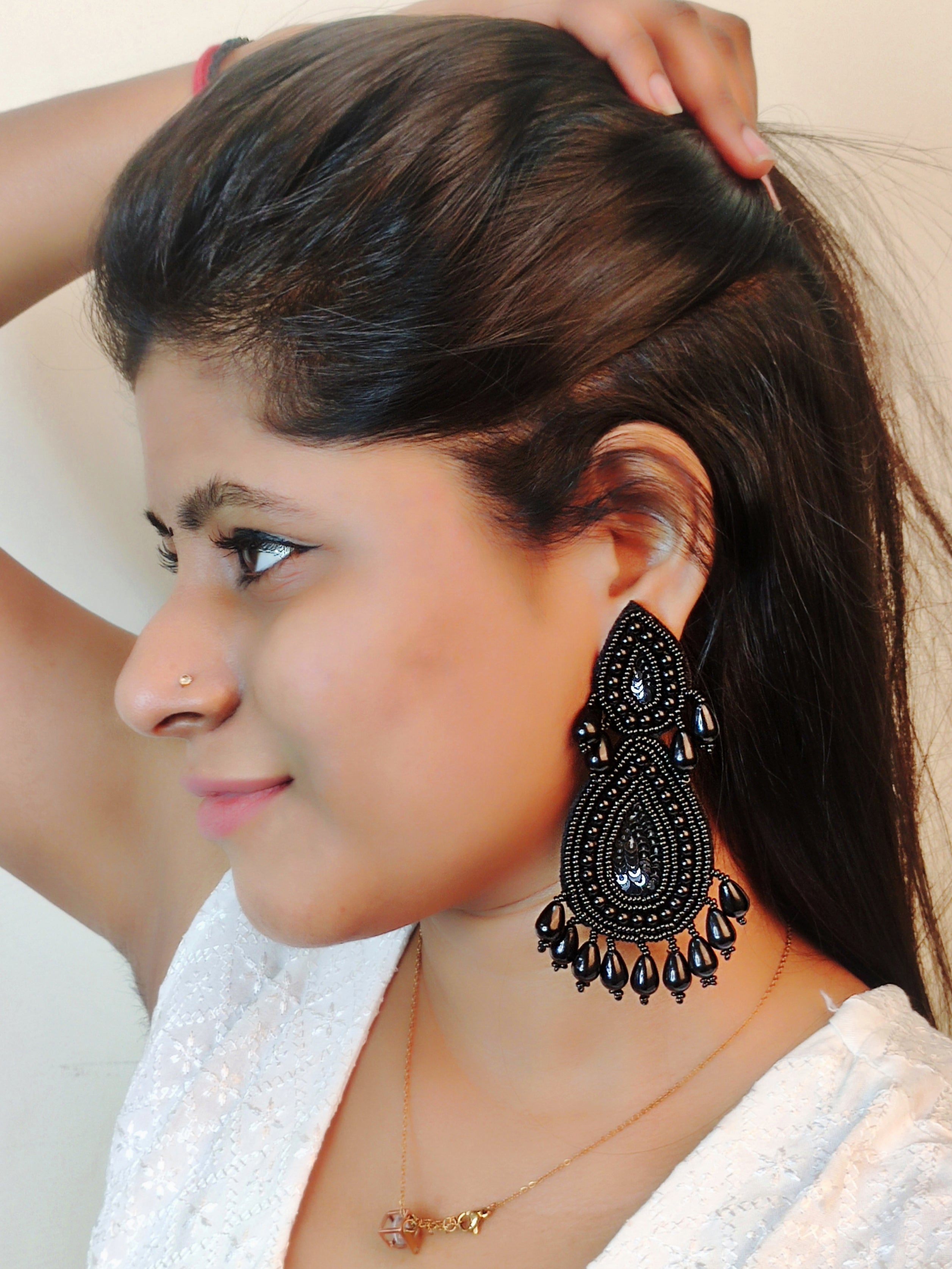 Luxury Defined: Handmade Black Beaded Earrings for Chic Style