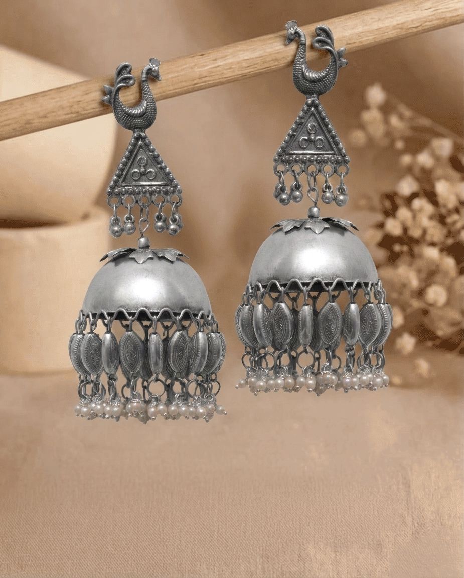 Charm & Tradition: Oxidised Silver Banjara Jhumkas for Women