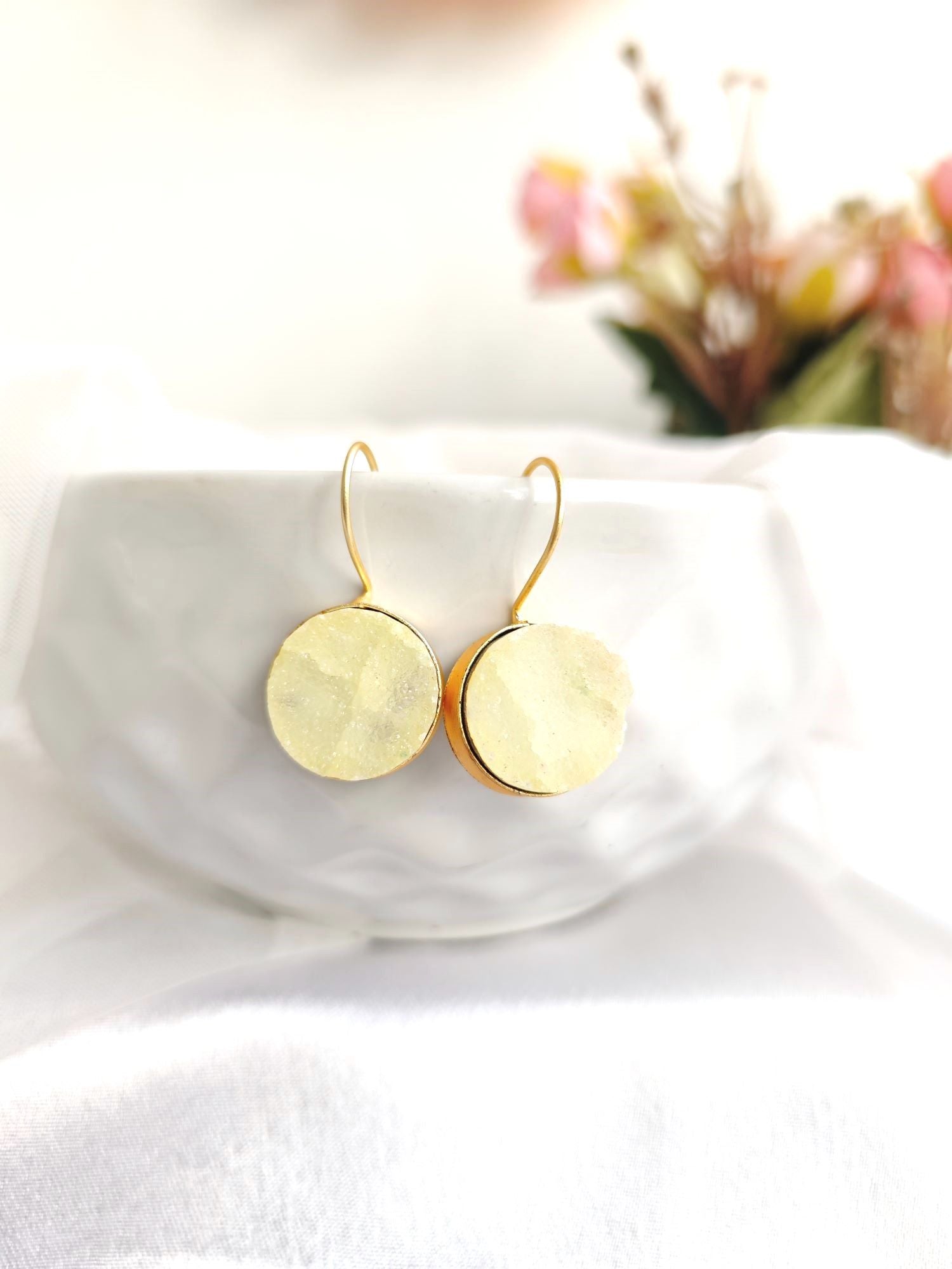 Gold Plated Half Hoop Earrings in Asymmetric design for Women and Girls