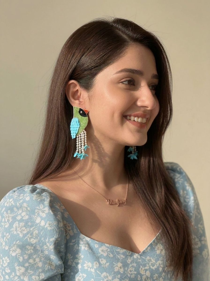 Bird Danglers- Quirky Handmade Beaded Dangler Earrings