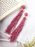 Candy Floss Tassel Earrings-Pink Handmade Beaded Tassel Earrings