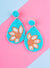 Blue Dream Sunflower Earrings- Blue-Peach Handmade Sunflower Earrings for Women