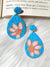 Blue Dream Sunflower Earrings- Blue-Peach Handmade Sunflower Earrings for Women