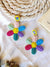 Rainbow Petals Earrings-Multicolored Handmade Beaded Floral Earrings for Women