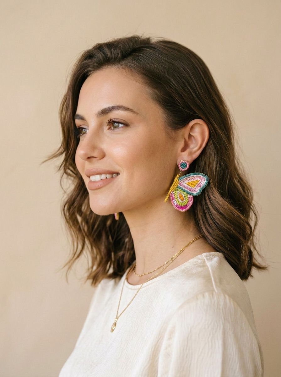Magical Multicolored Handcrafted Butterfly Bead Earrings